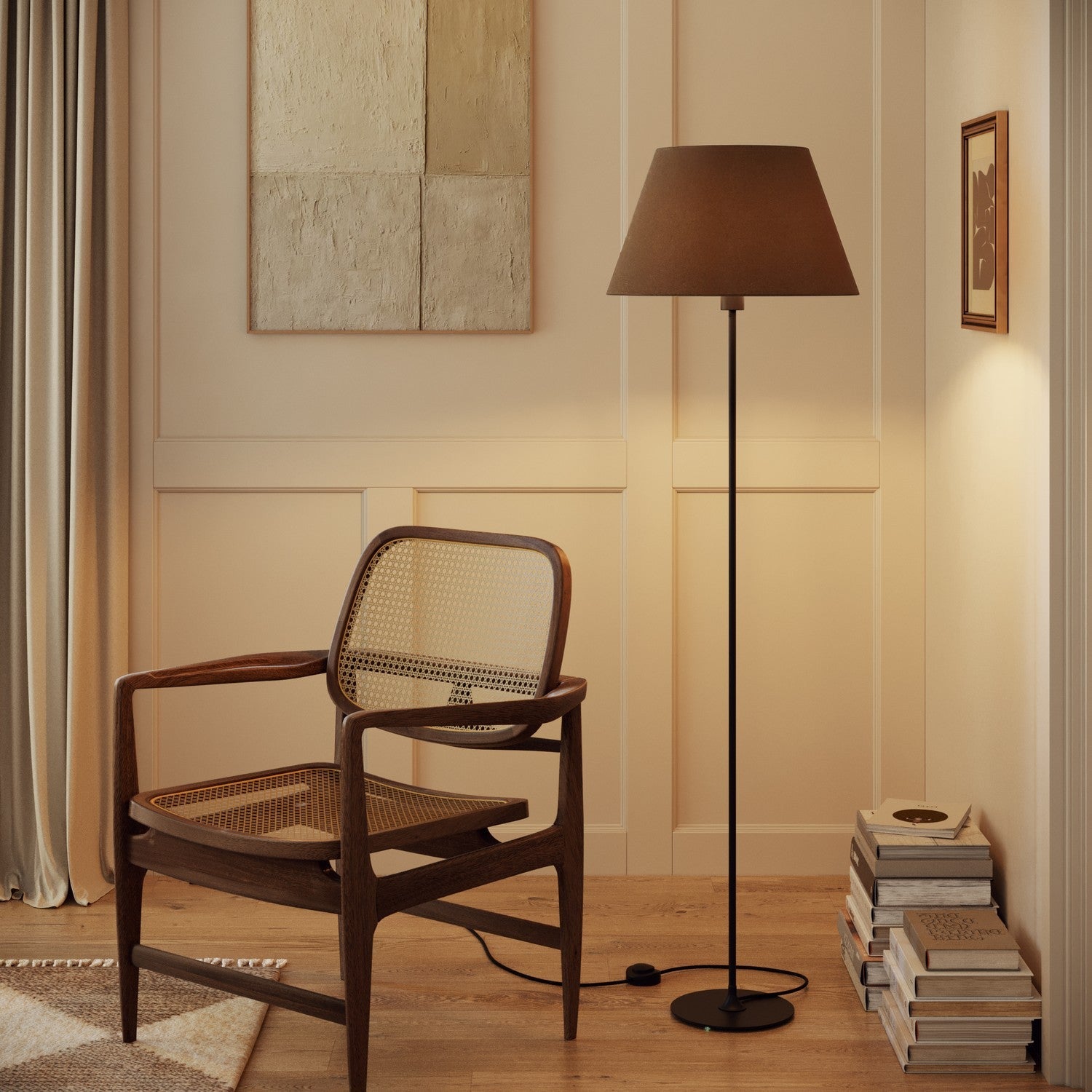 Paralume Impero L per lampada da tavolo o applique con attacco E27 - Made in Italy - Lana Marrone