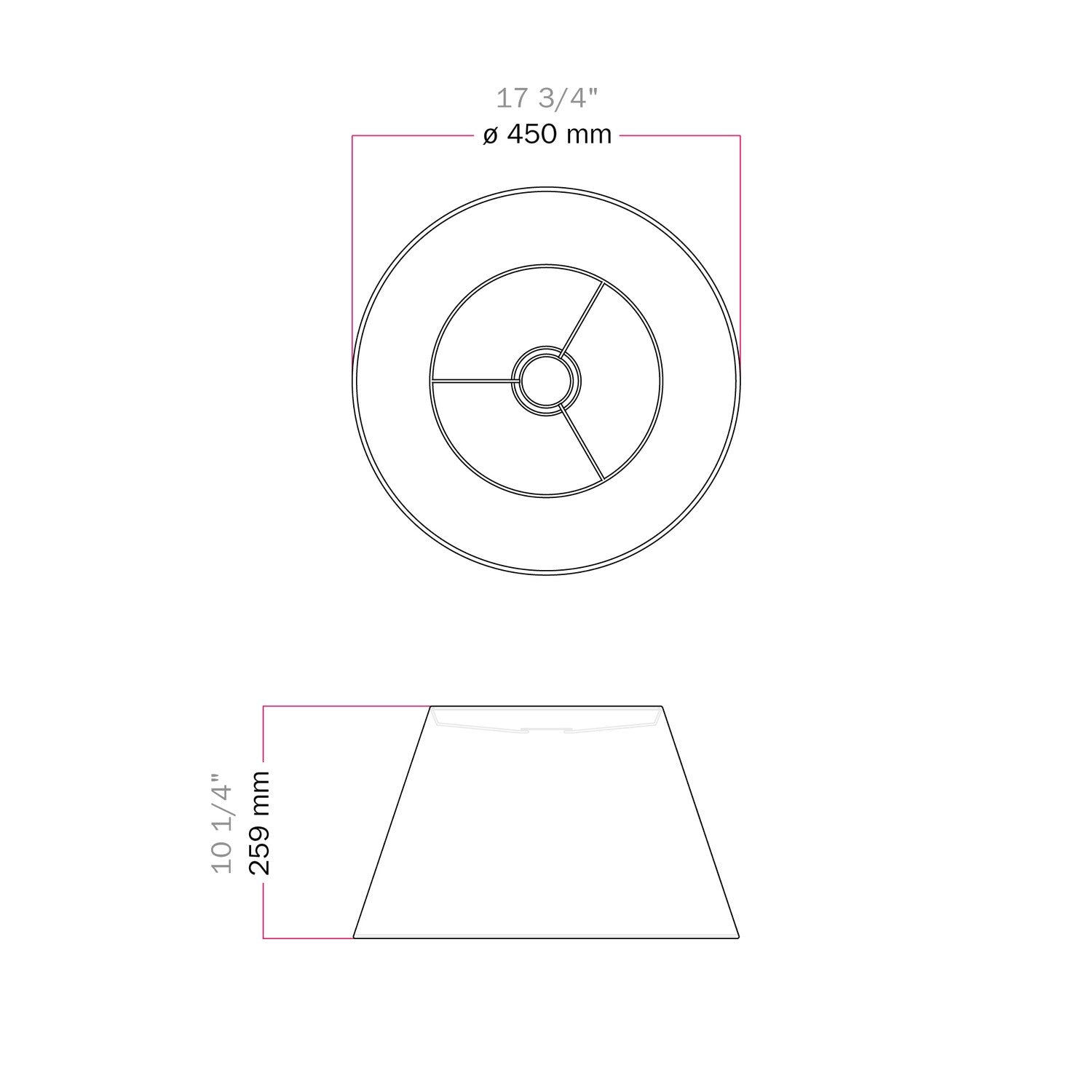 Paralume Impero L per sospensione con attacco E27 - Made in Italy - Arenal Cenere
