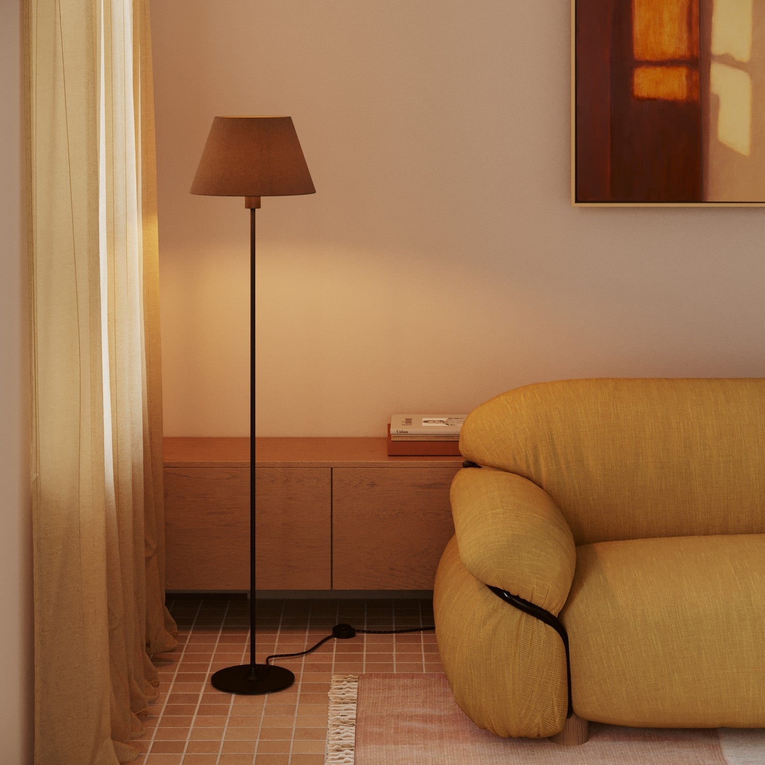 Paralume Impero M in tessuto per lampada da terra con attacco E27 - Made in Italy - Lana Marrone