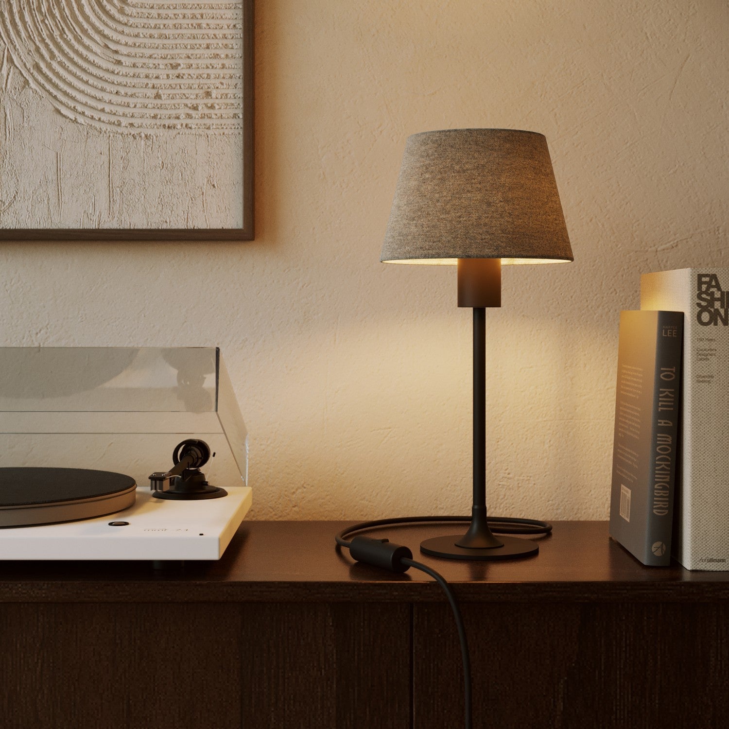 Paralume Impero S con attacco E27 per lampada da tavolo o applique - Made in Italy - Lana Grigio Chiaro