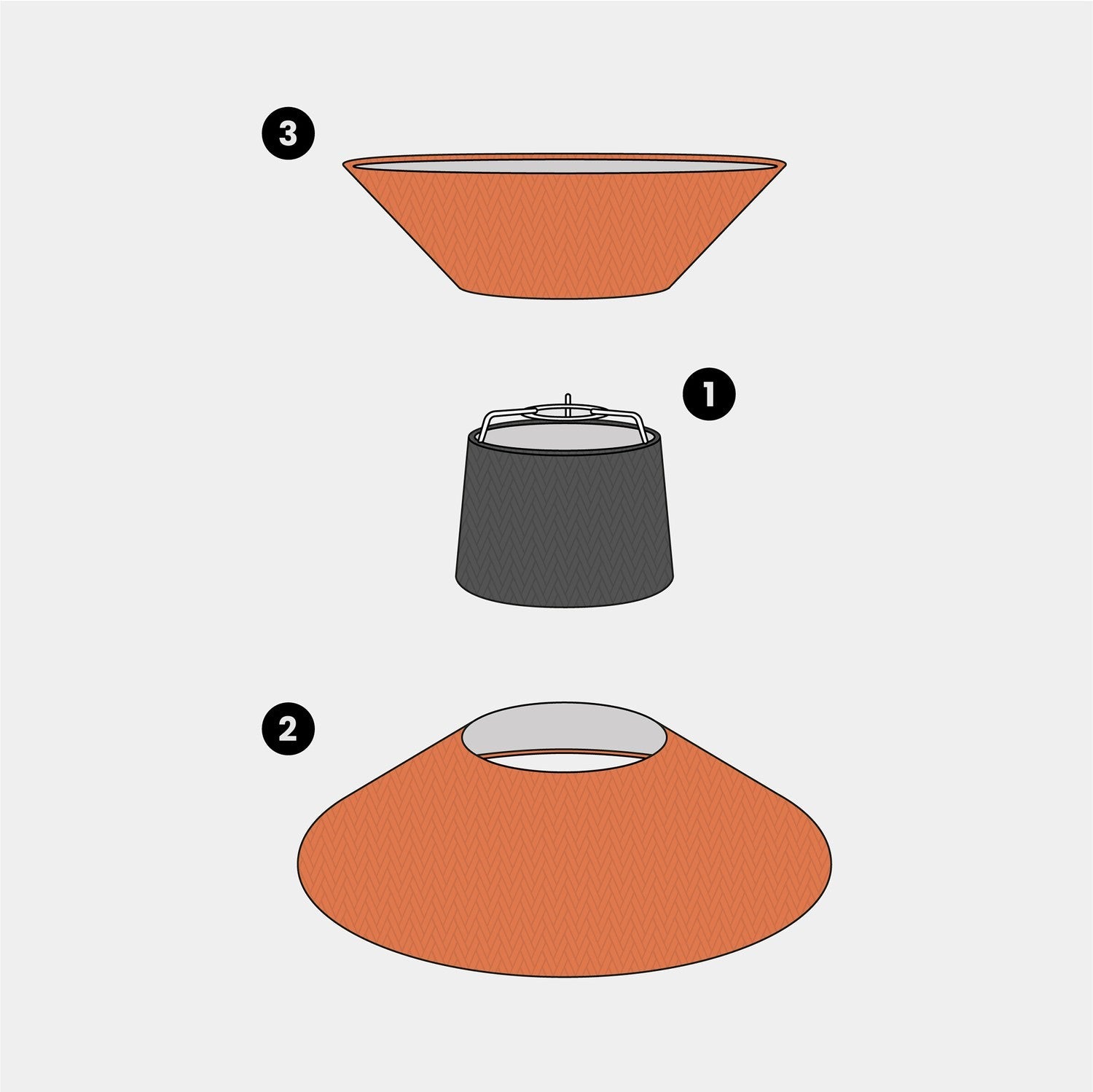 Paralume in tessuto Clessidra Cinette aragosta - Made in Italy Teletta antracite