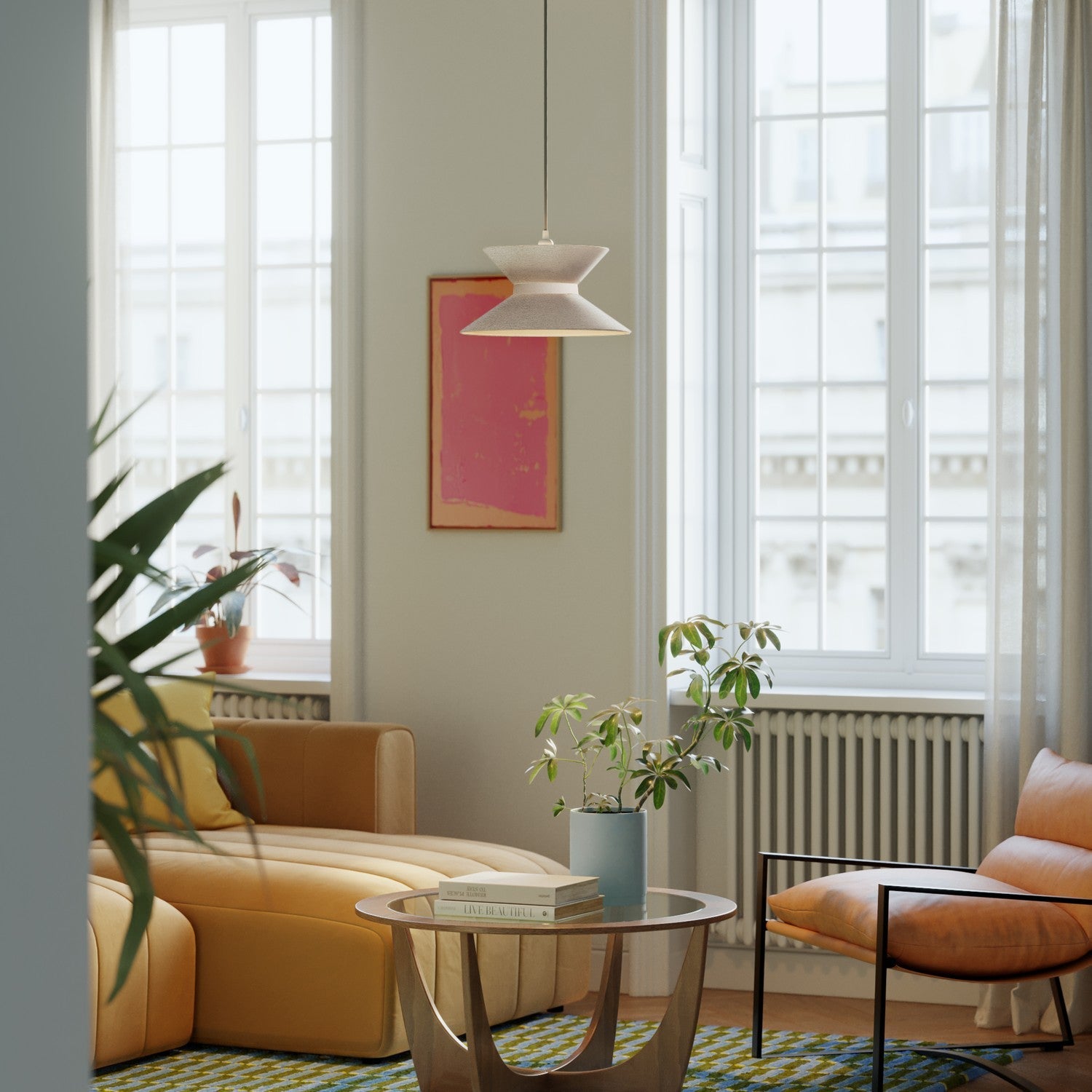 Paralume in tessuto Clessidra per lampada a sospensione - Lana Grigio Chiaro Lana sabbia