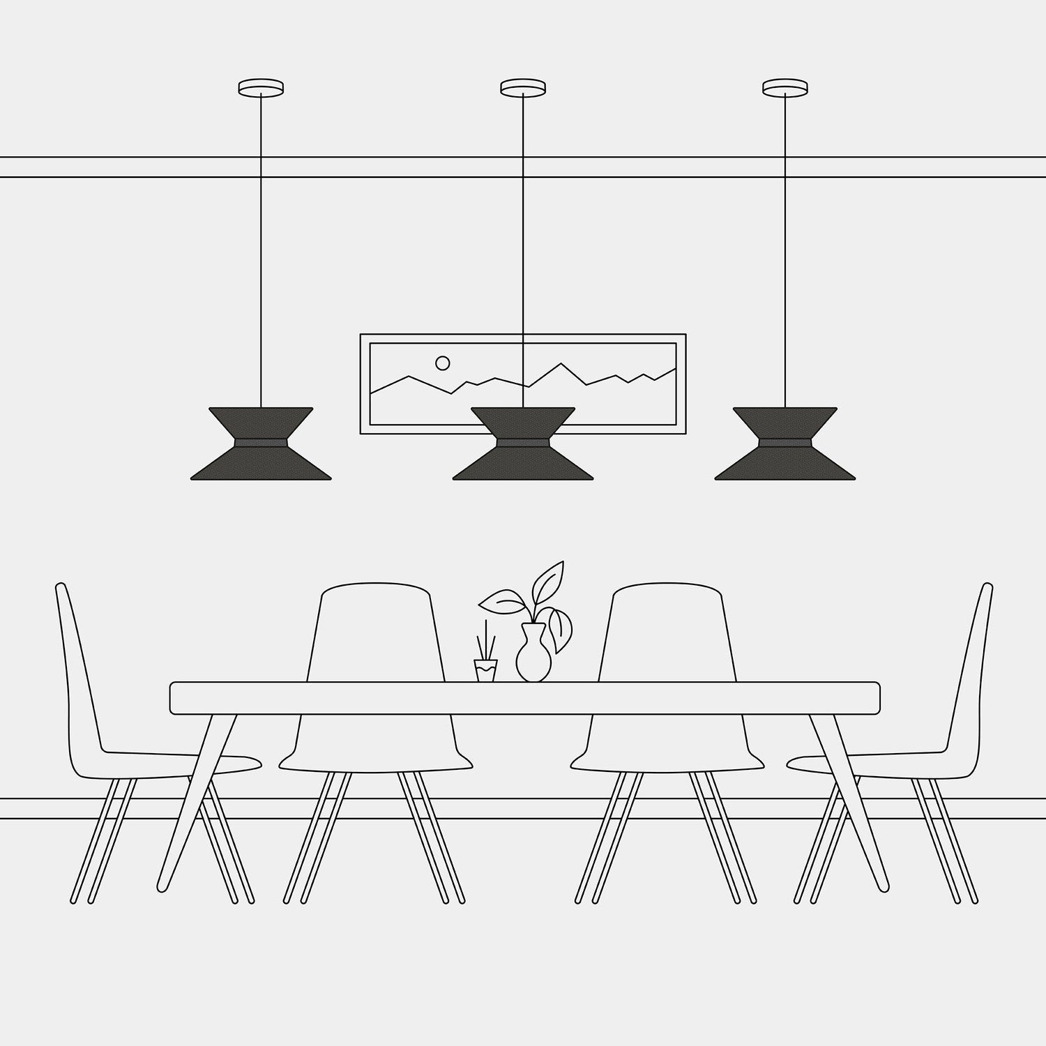 Paralume in tessuto Clessidra per lampada a sospensione - Lana Grigio Scuro Lana grigio scuro