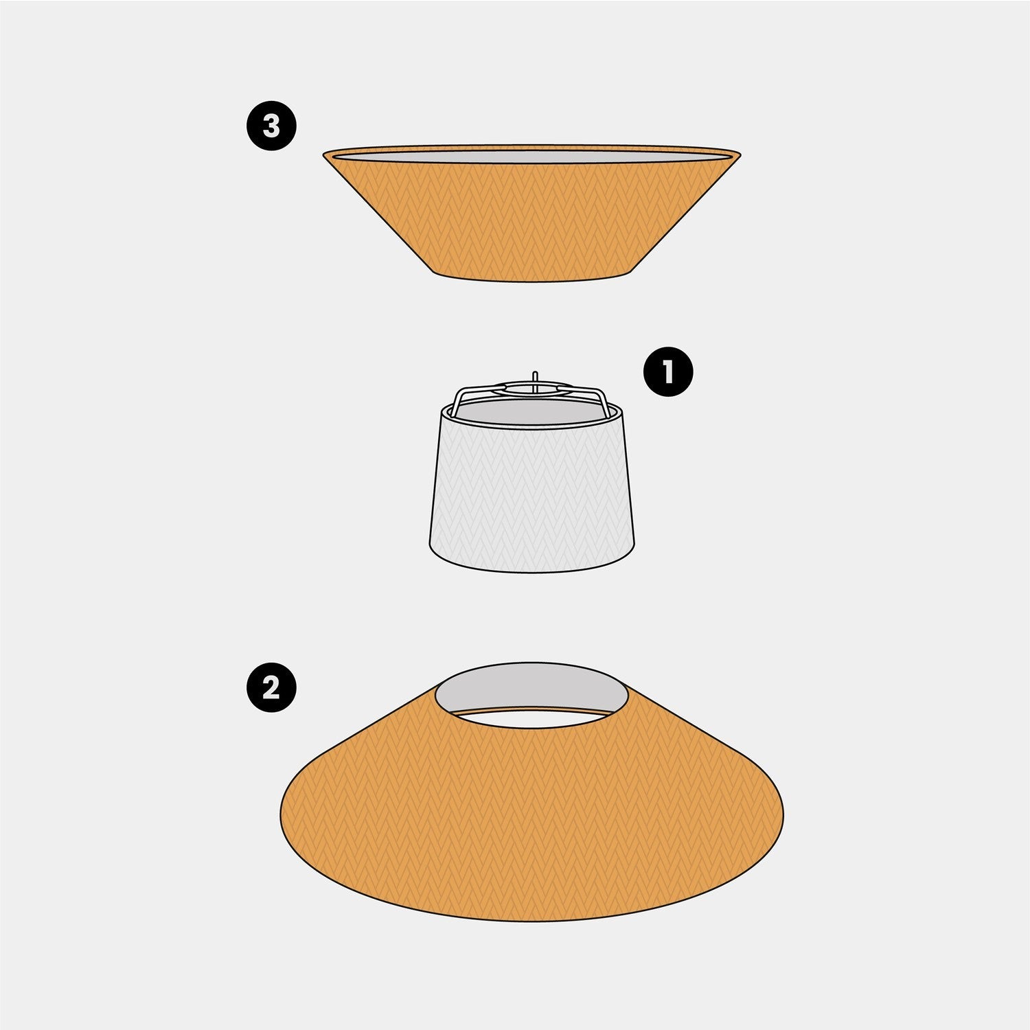 Paralume in tessuto Clessidra Teletta mandarino - Made in Italy Arenal sabbia