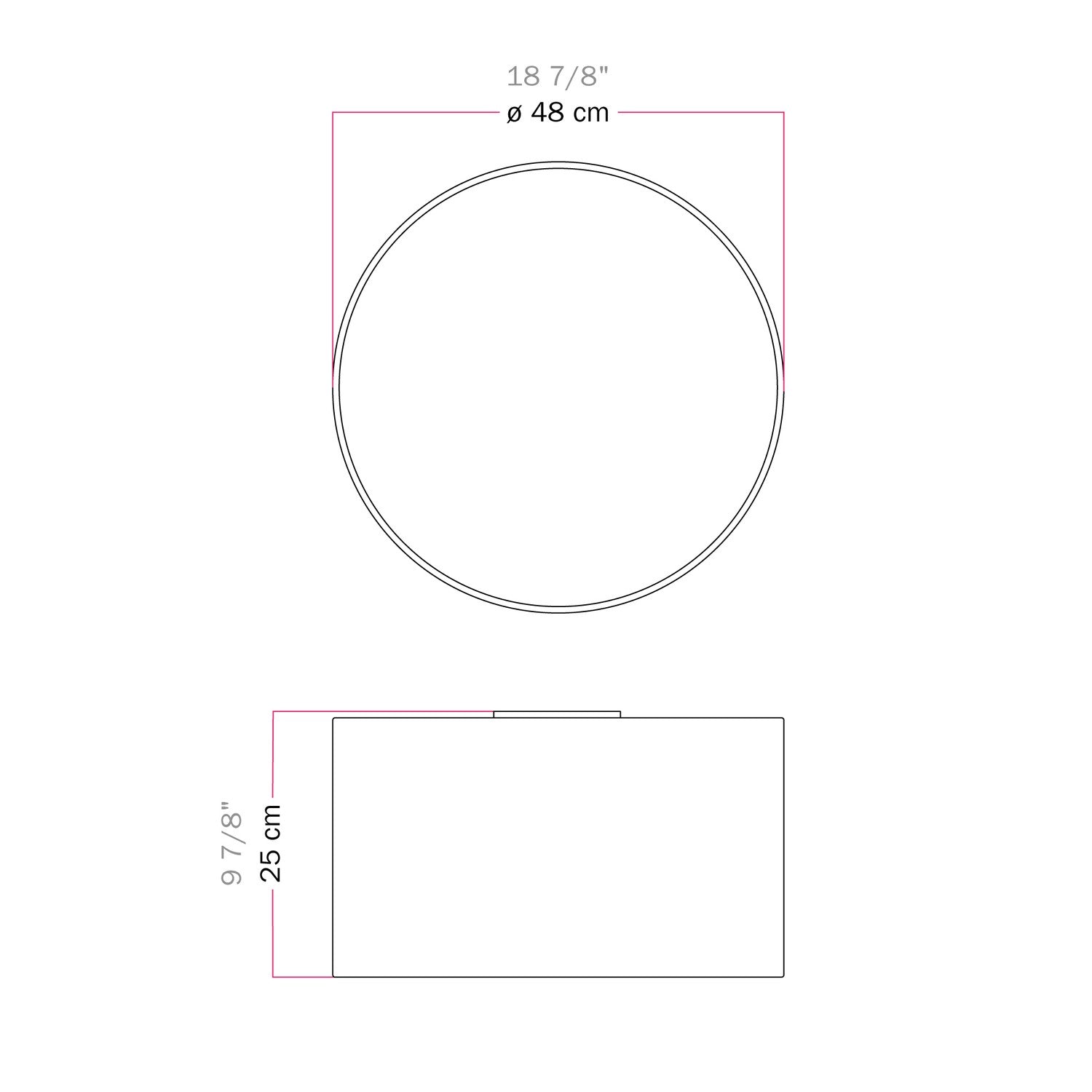 Plafoniera in tessuto Medium - Made in Italy - Lana Grigio Scuro