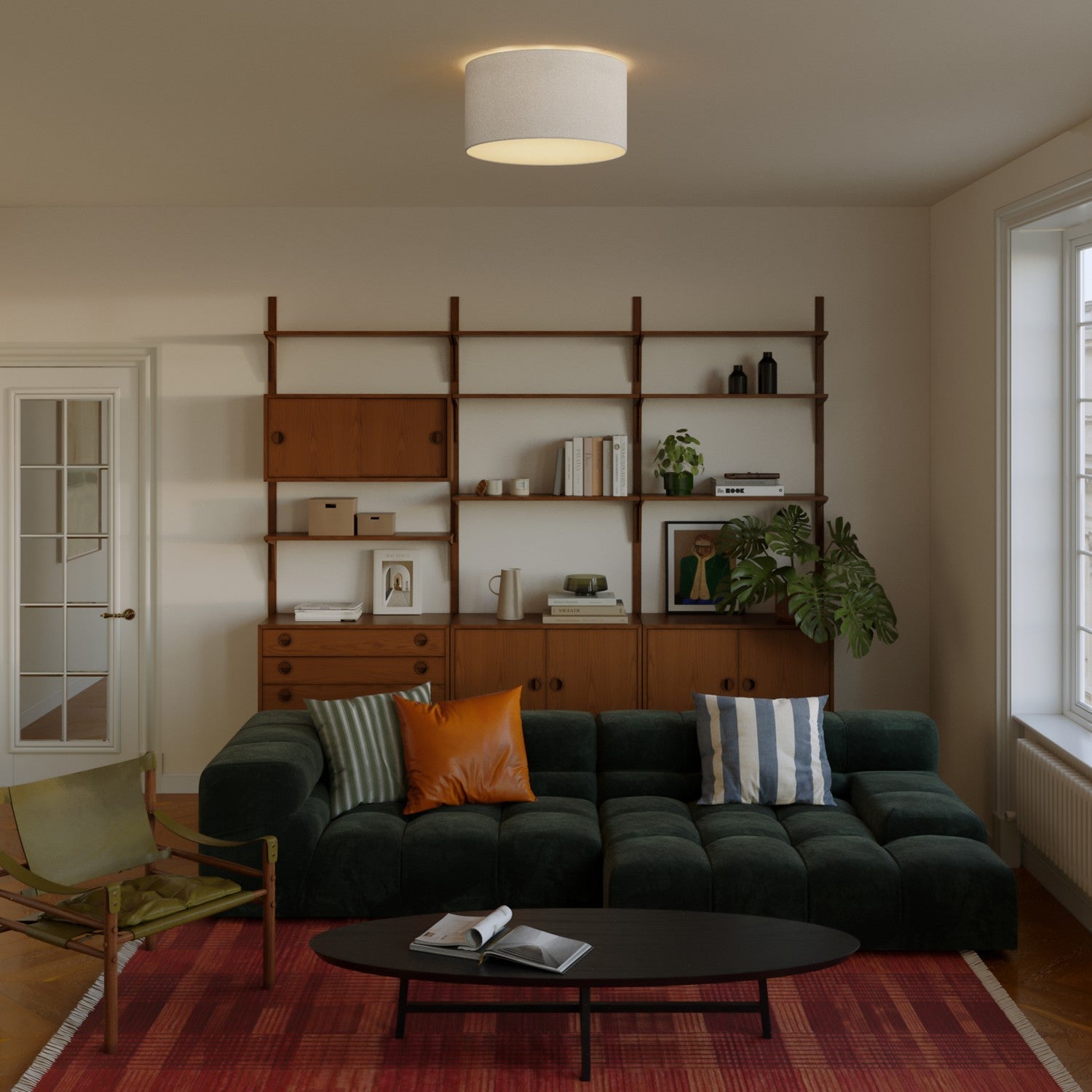 Plafoniera in tessuto Medium - Made in Italy - Lana Sabbia