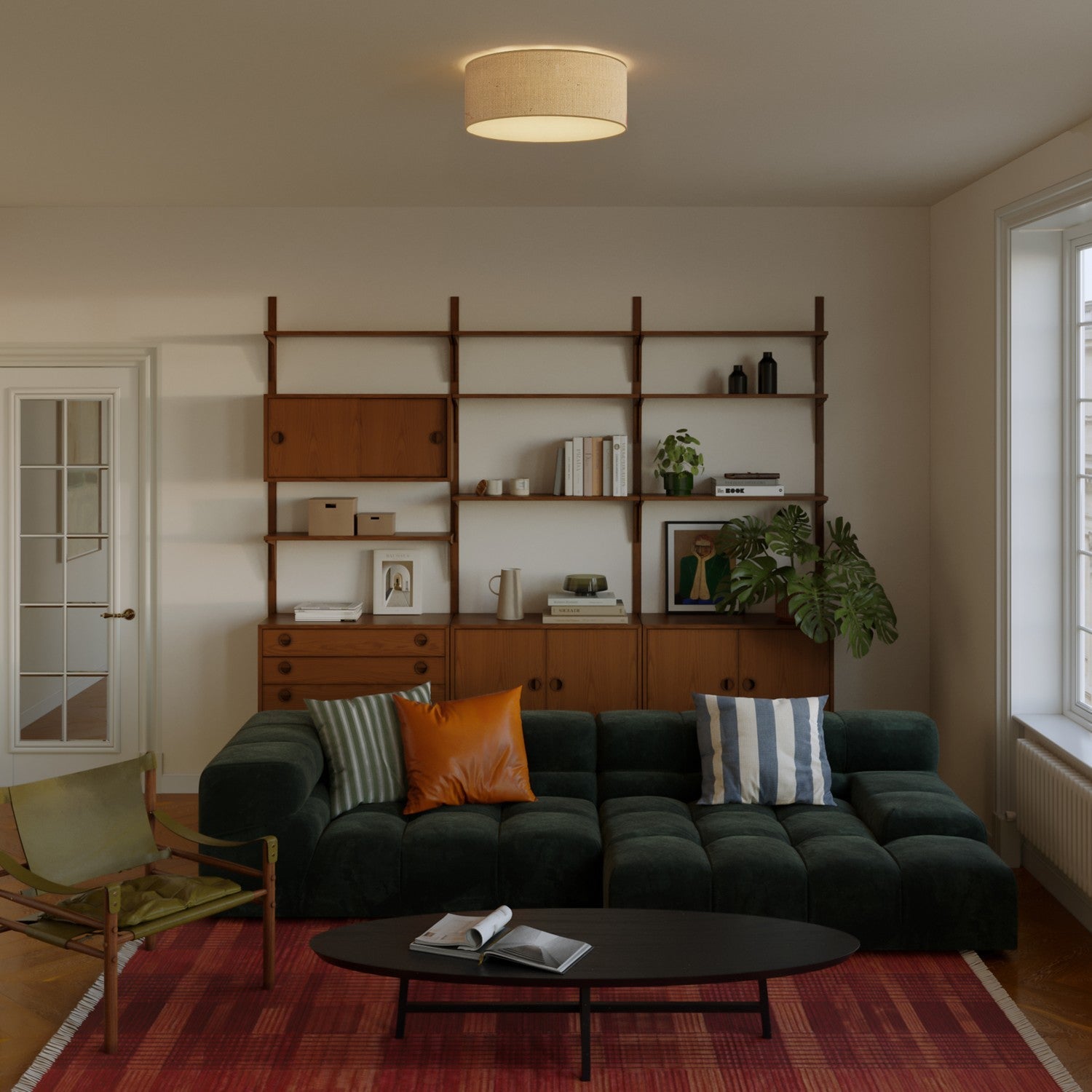 Plafoniera in tessuto Medium Slim - Made in Italy - Juta Naturale