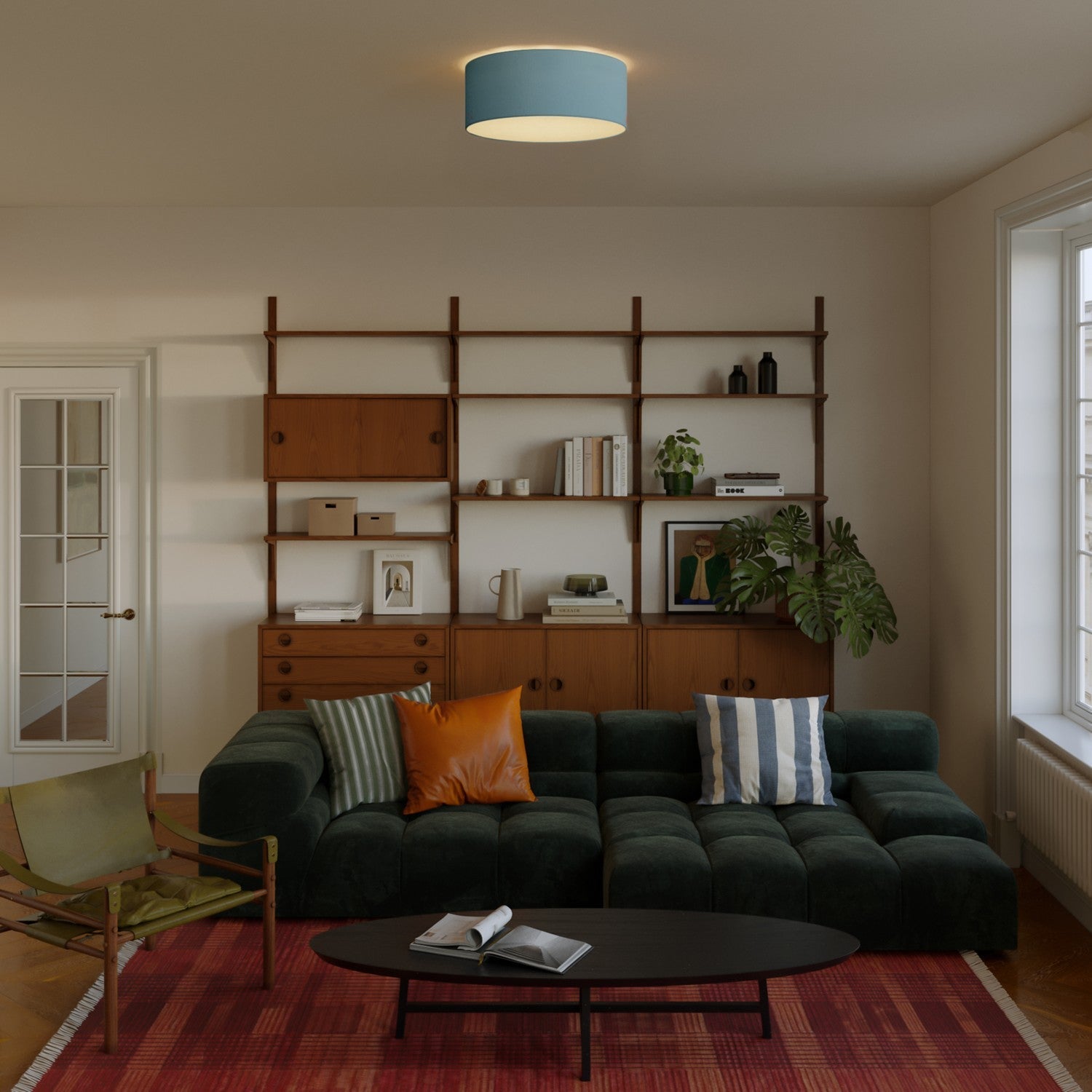 Plafoniera in tessuto Medium Slim - Made in Italy - Teletta Azzurro Severo