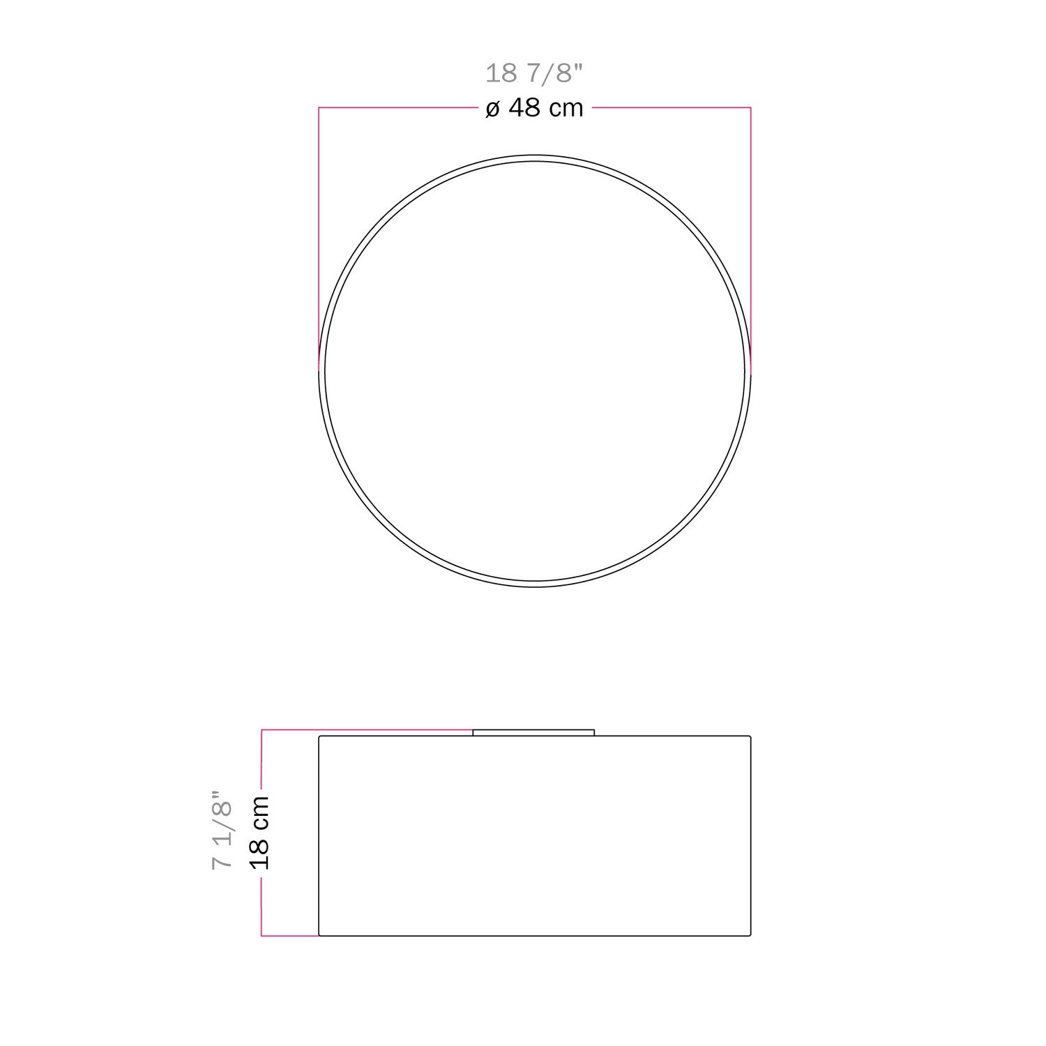 Plafoniera in tessuto Medium Slim - Made in Italy - Teletta Verde Dubbio