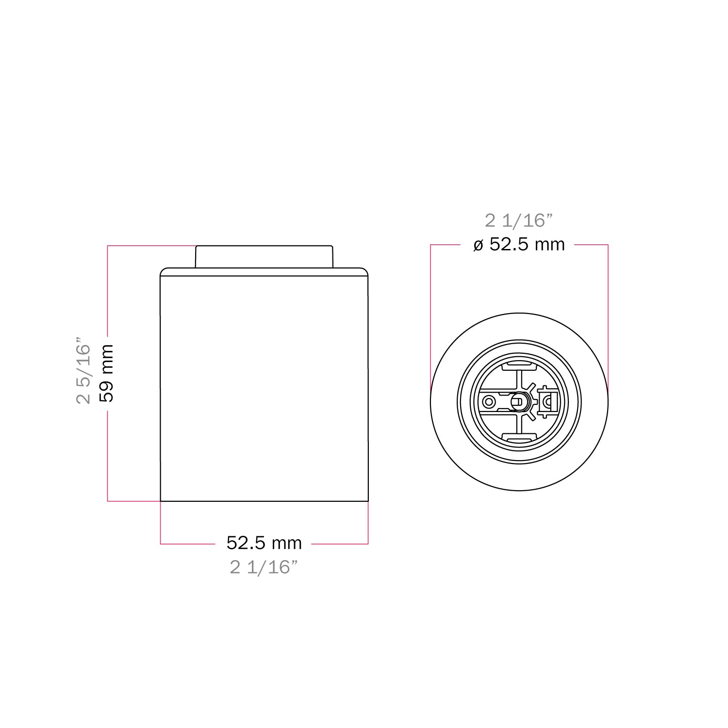 Portalampada E27 in metallo da parete o soffitto - Titanio satinato
