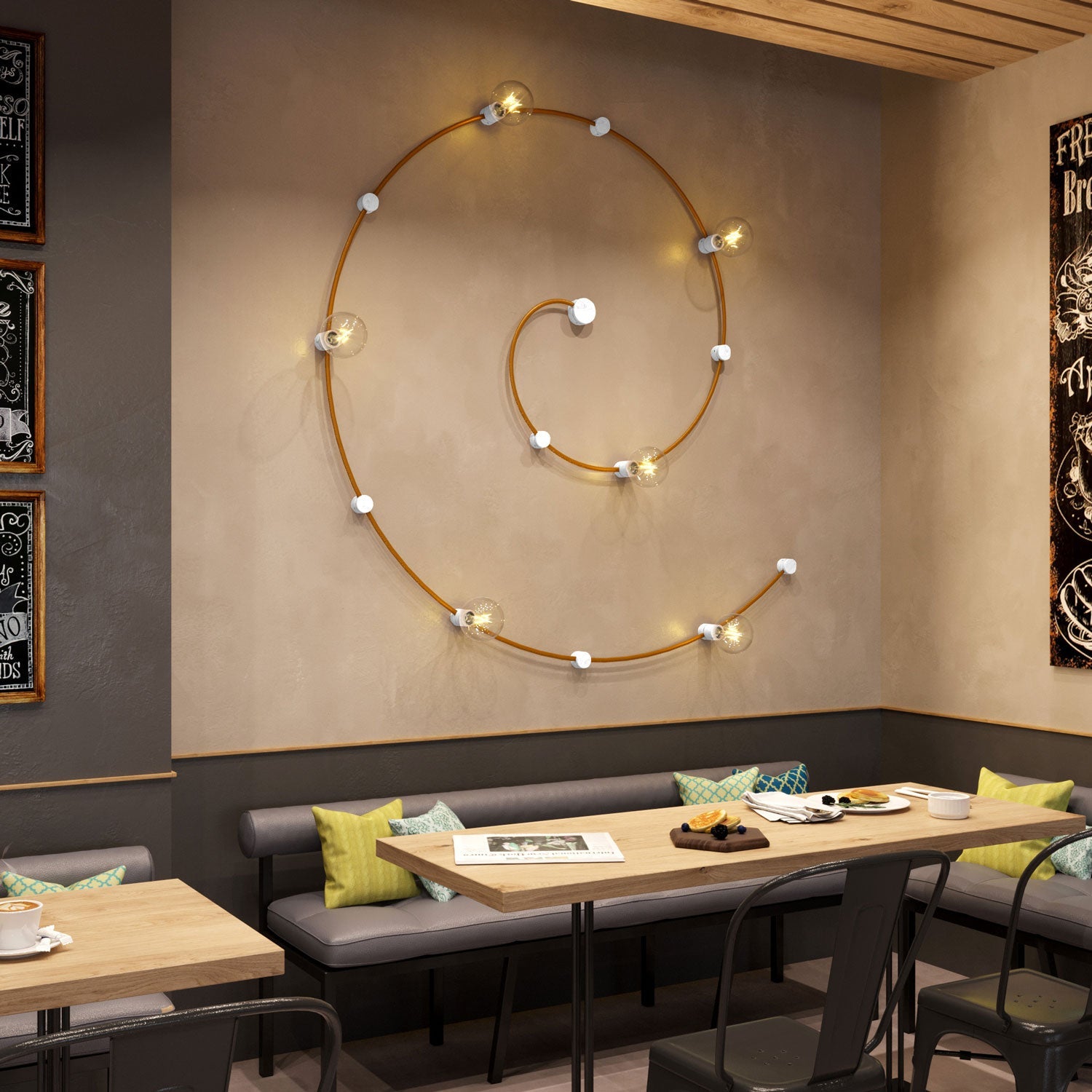 Portalampada in legno per cavo per catenaria e sistema Filé. Made in Italy - Bianco