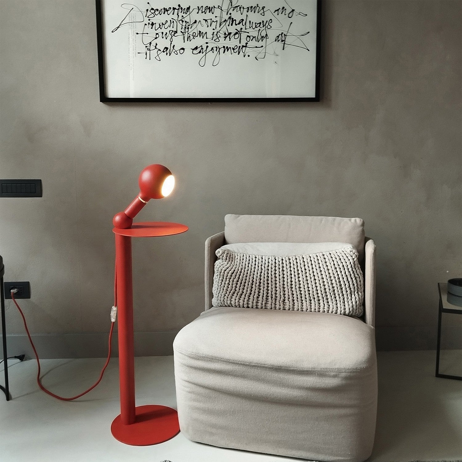 Rocco - Lampada da terra con lampadina Camo - Rosso