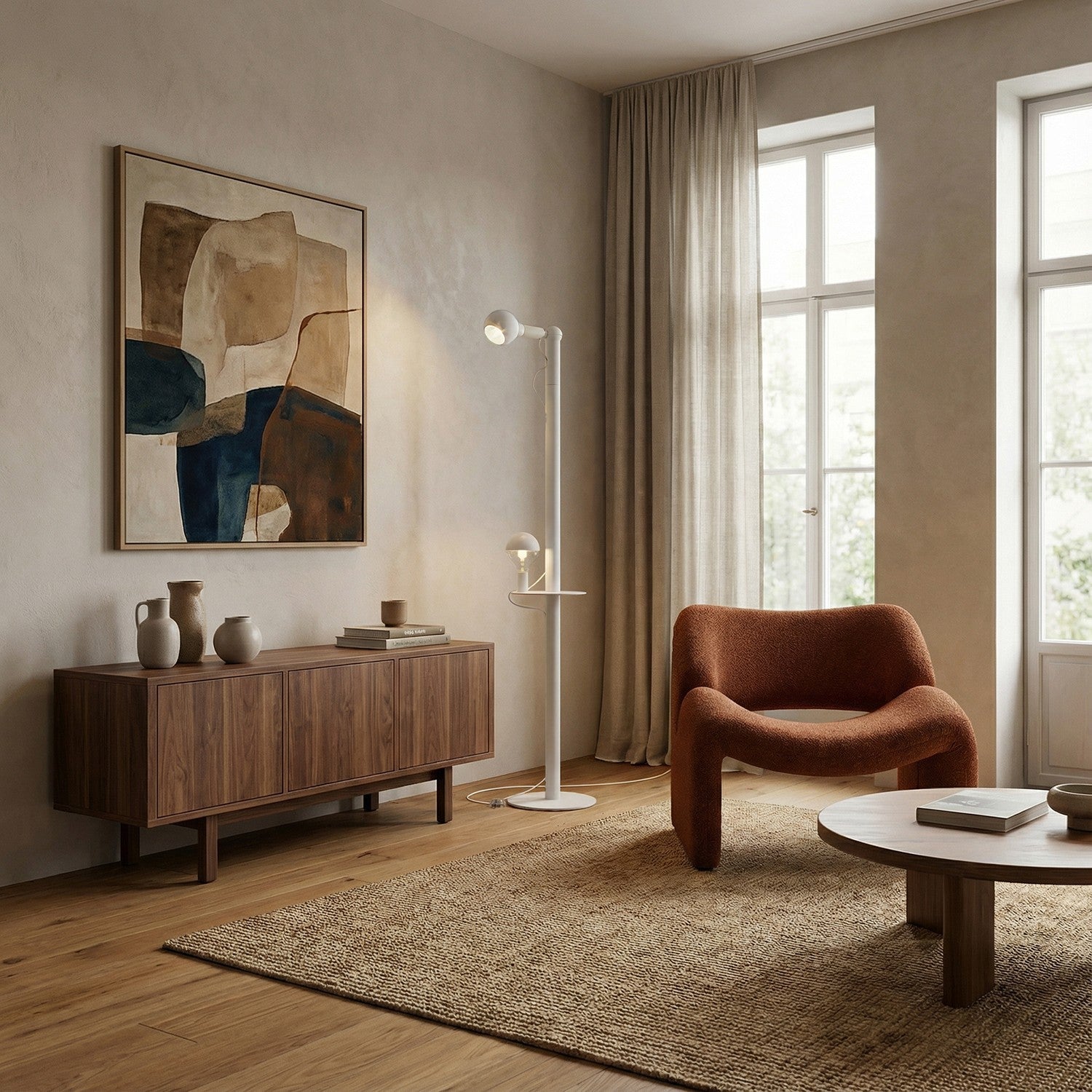 Rocco XXL - Lampada da terra con spina UK e lampadina Maria e Camo - Bianco