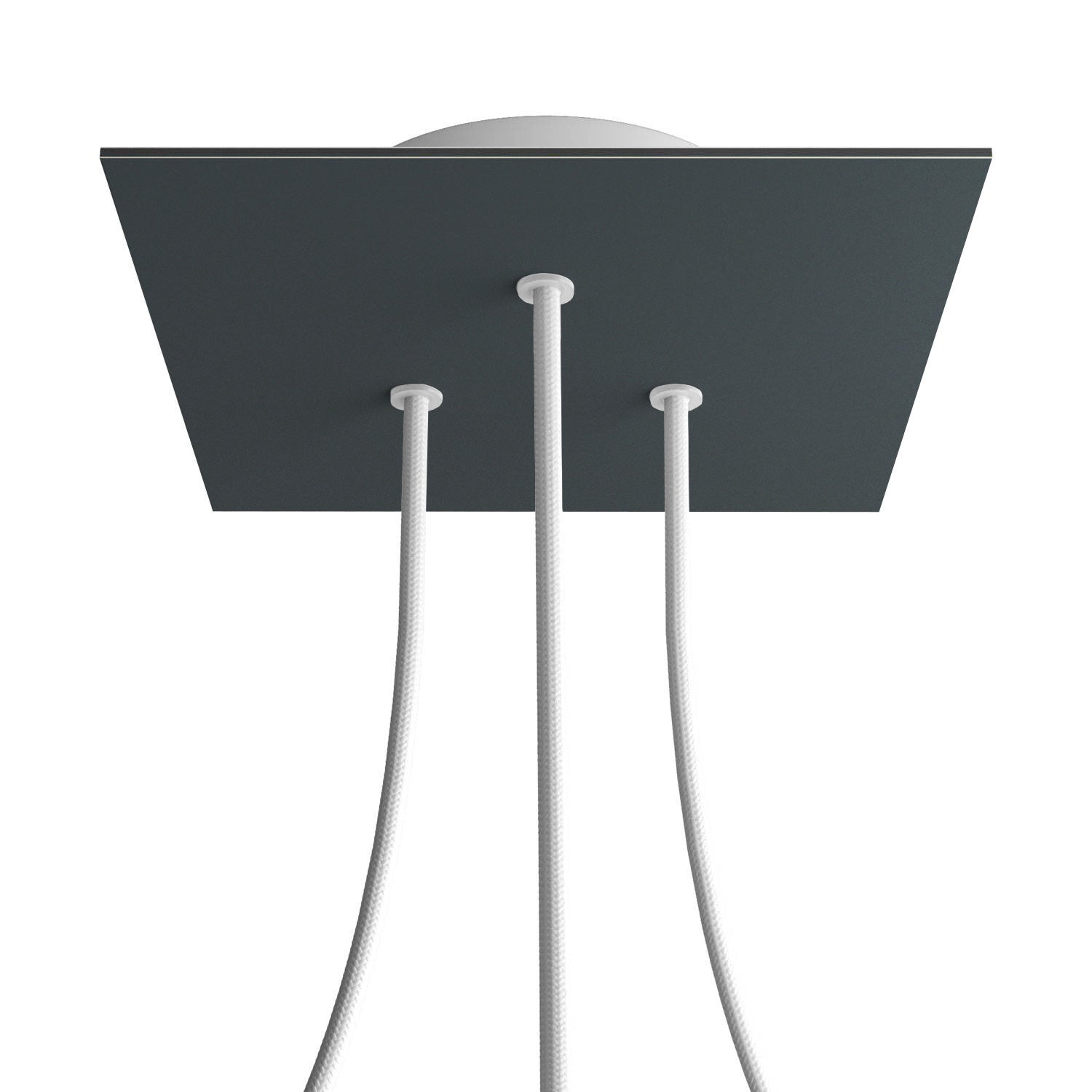 Rosone Rose - One quadrato, 200 mm con 3 fori e 4 fori laterali - Antracite - Creative Cables