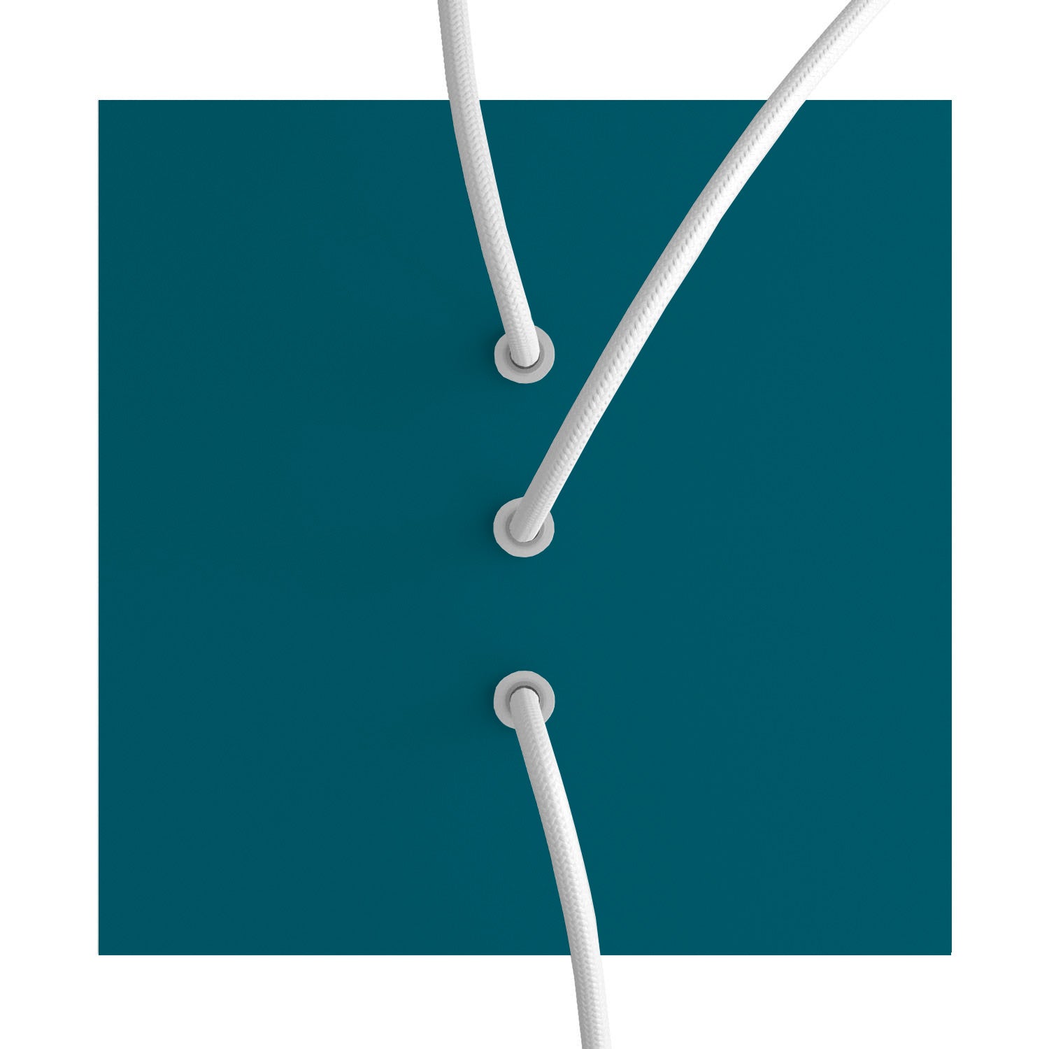 Rosone Rose-One quadrato, 200 mm con 3 fori in linea e 4 fori laterali - Petrolio Bianco