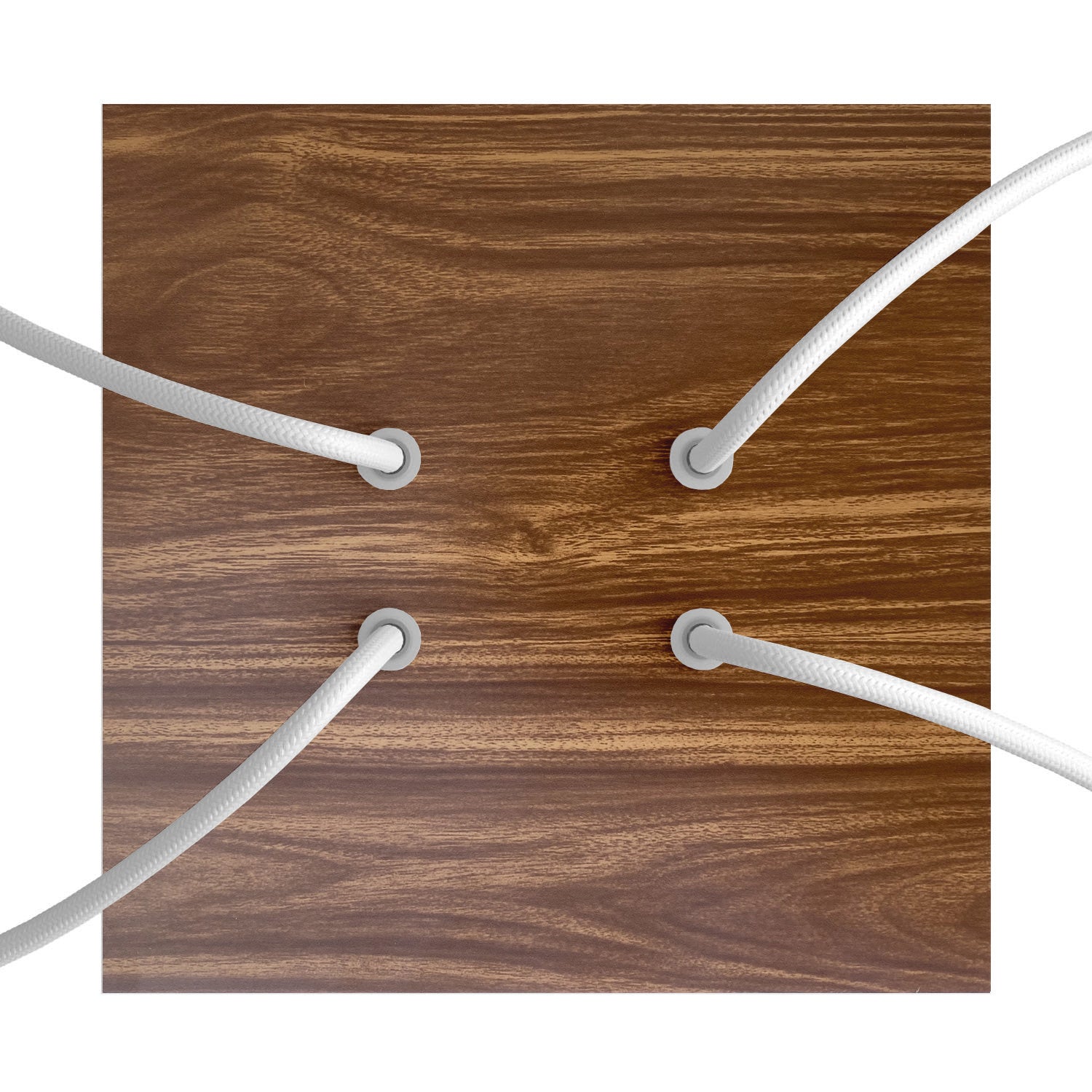 Rosone Rose-One quadrato, 200 mm con 4 fori e 4 fori laterali - Legno Bianco