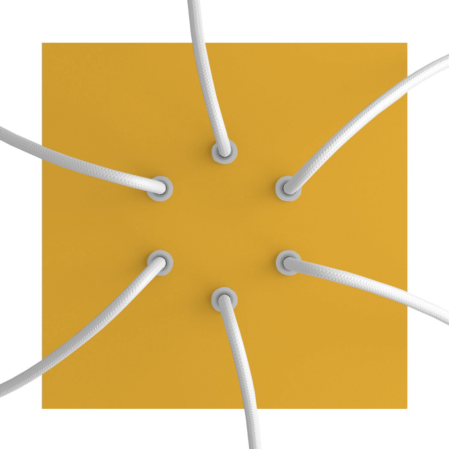Rosone Rose - One quadrato, 200 mm con 6 fori e 4 fori laterali - Mostarda - Creative Cables