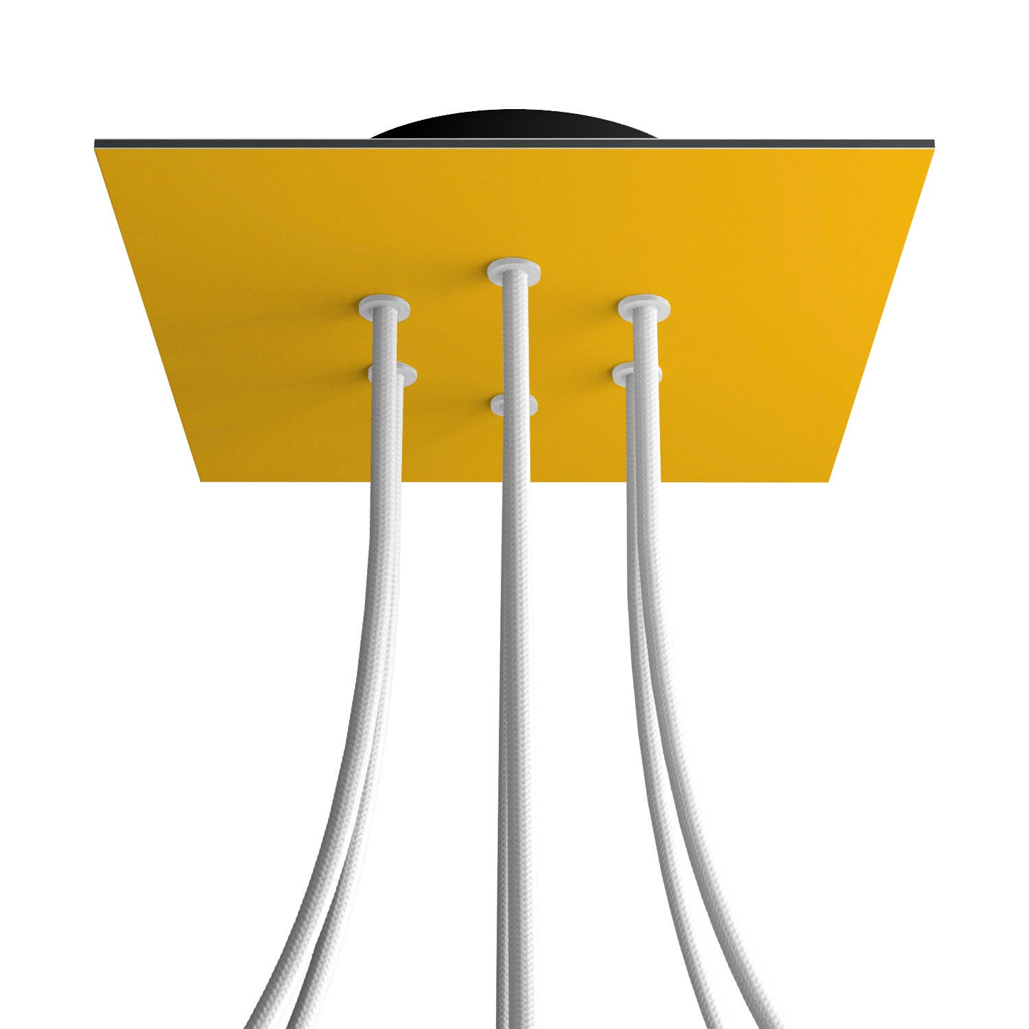 Rosone Rose-One quadrato, 200 mm con 6 fori e 4 fori laterali - Mostarda Nero