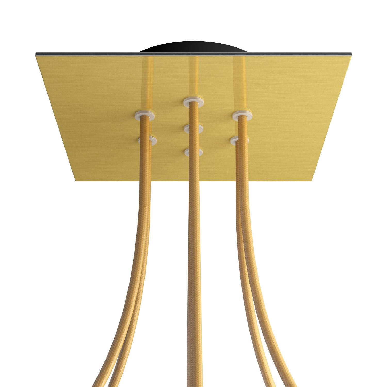 Rosone Rose-One quadrato, 200 mm con 7 fori e 4 fori laterali - Dibond Ottone satinato Nero