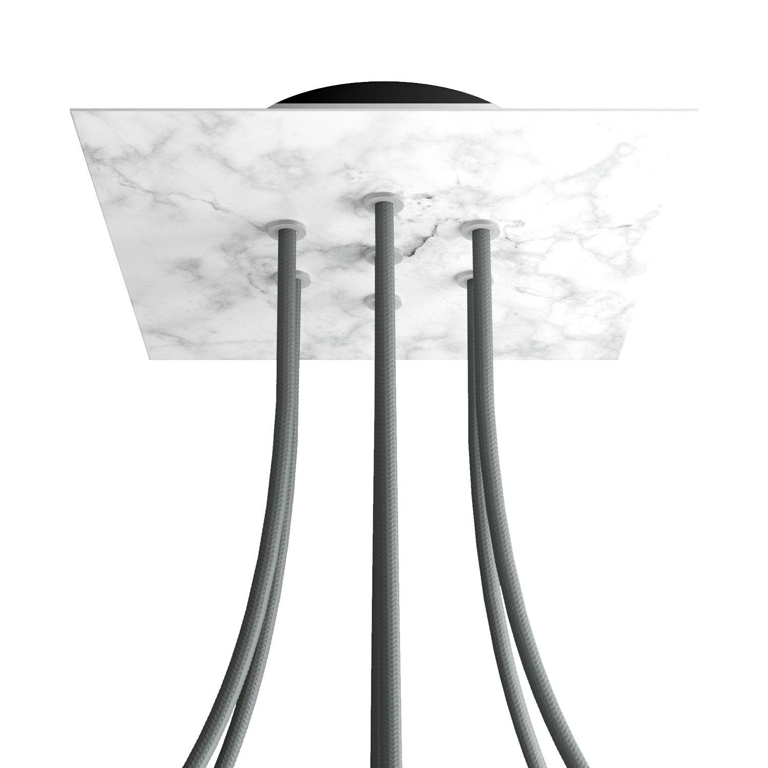 Rosone Rose-One quadrato, 200 mm con 7 fori e 4 fori laterali - Marmo Carrara Nero