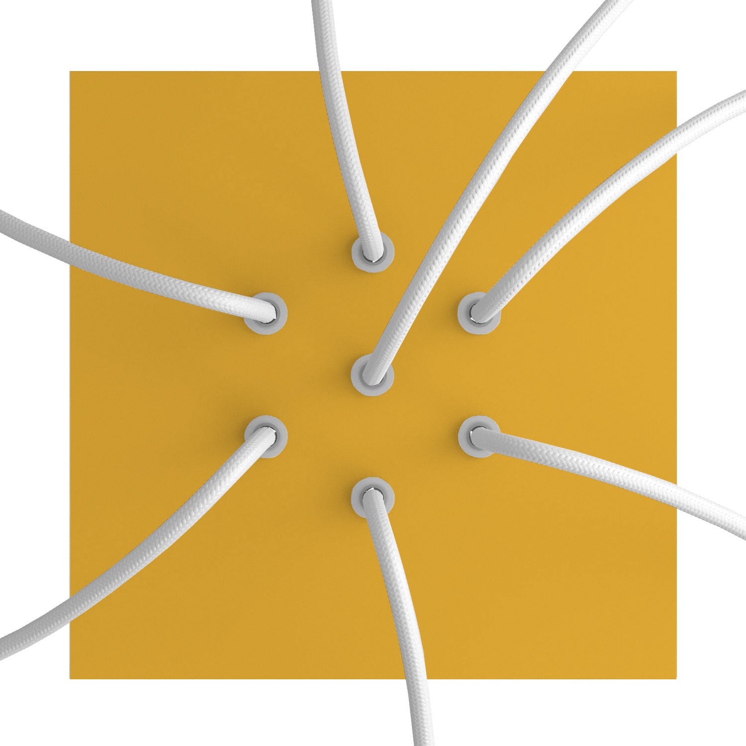 Rosone Rose - One quadrato, 200 mm con 7 fori e 4 fori laterali - Mostarda - Creative Cables