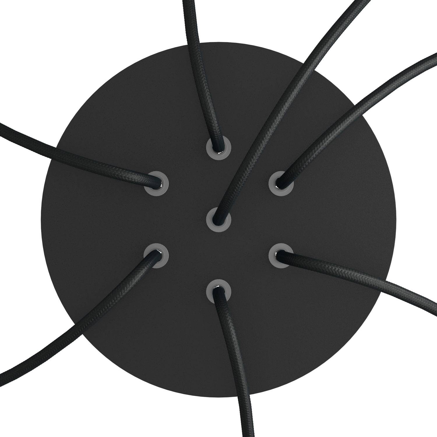 Rosone Rose-One rotondo, diametro 200 mm con 7 fori e 4 fori laterali - Nero opaco Bianco