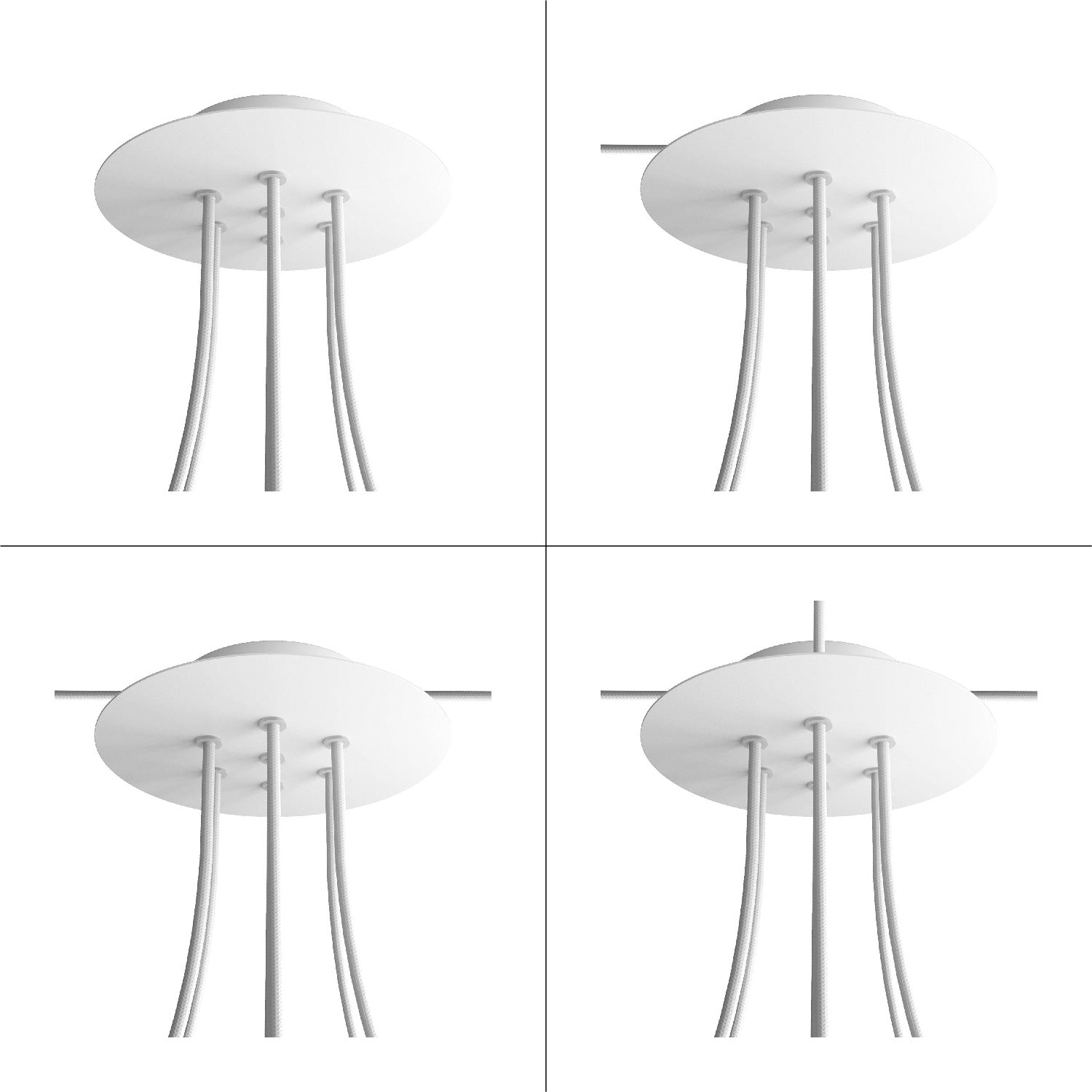 Rosone Rose-One rotondo, diametro 200 mm con 7 fori e 4 fori laterali - Petrolio Bianco