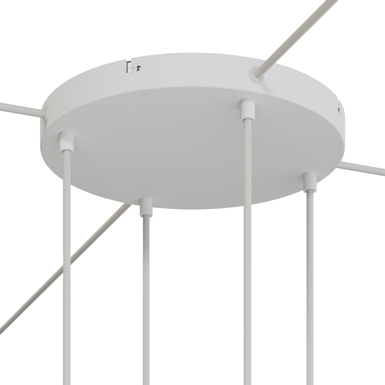 Rosone rotondo in alluminio Ø 30 cm con staffa e cavo di messa a terra, con 4 fori frontali - Bianco Opaco 4