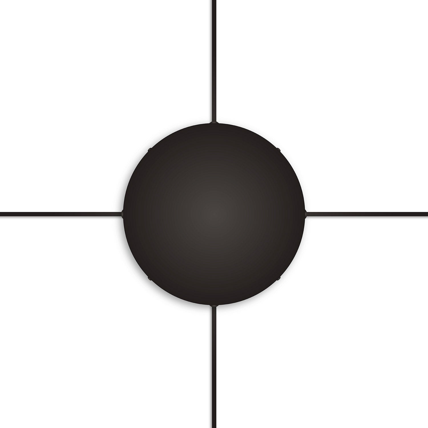 Rosone rotondo in alluminio Ø 30 cm con staffa e cavo di messa a terra, con 4 fori laterali - Nero