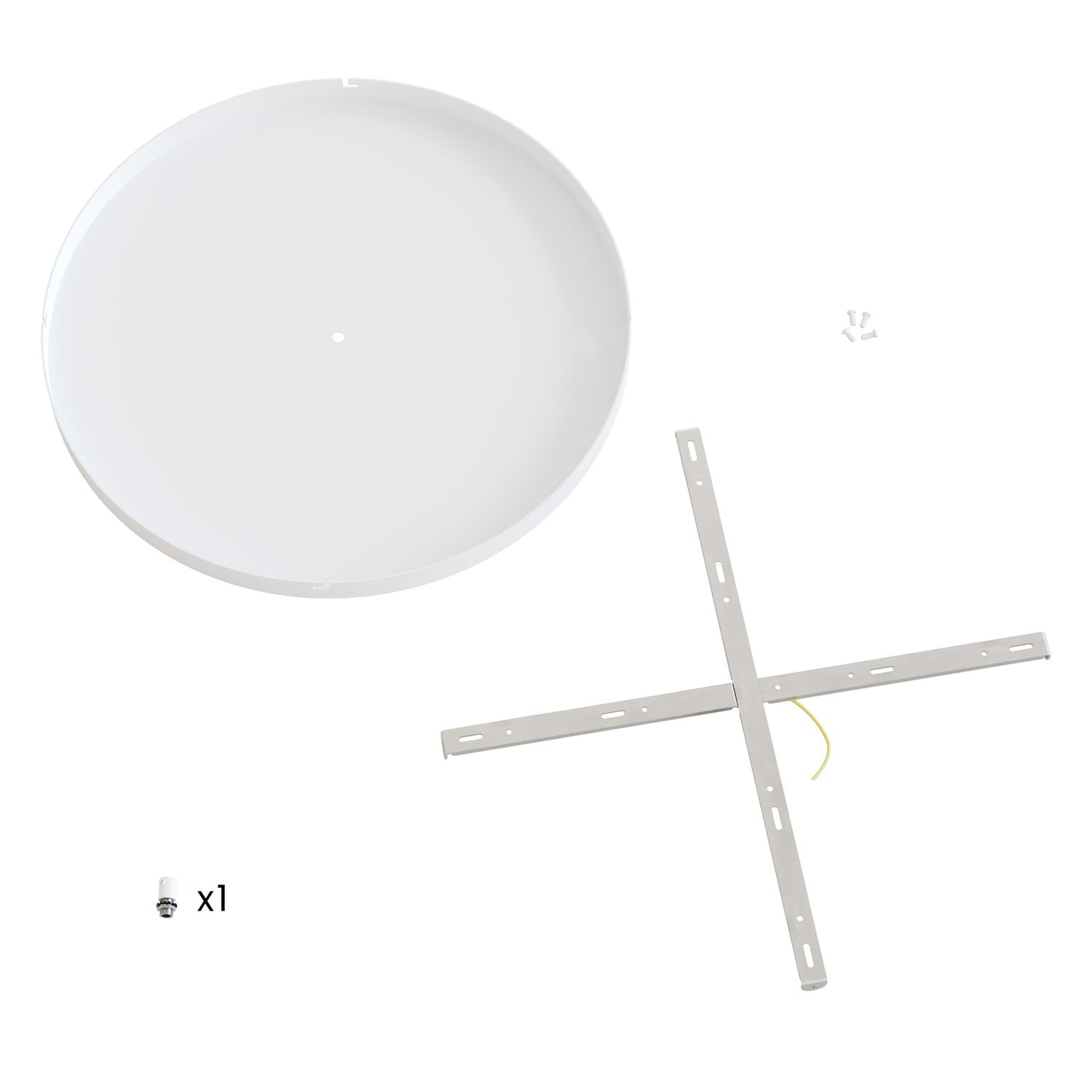 Rosone rotondo in alluminio Ø 50 cm con staffa e cavo di messa a terra, con 1 foro frontale - Bianco Opaco 0