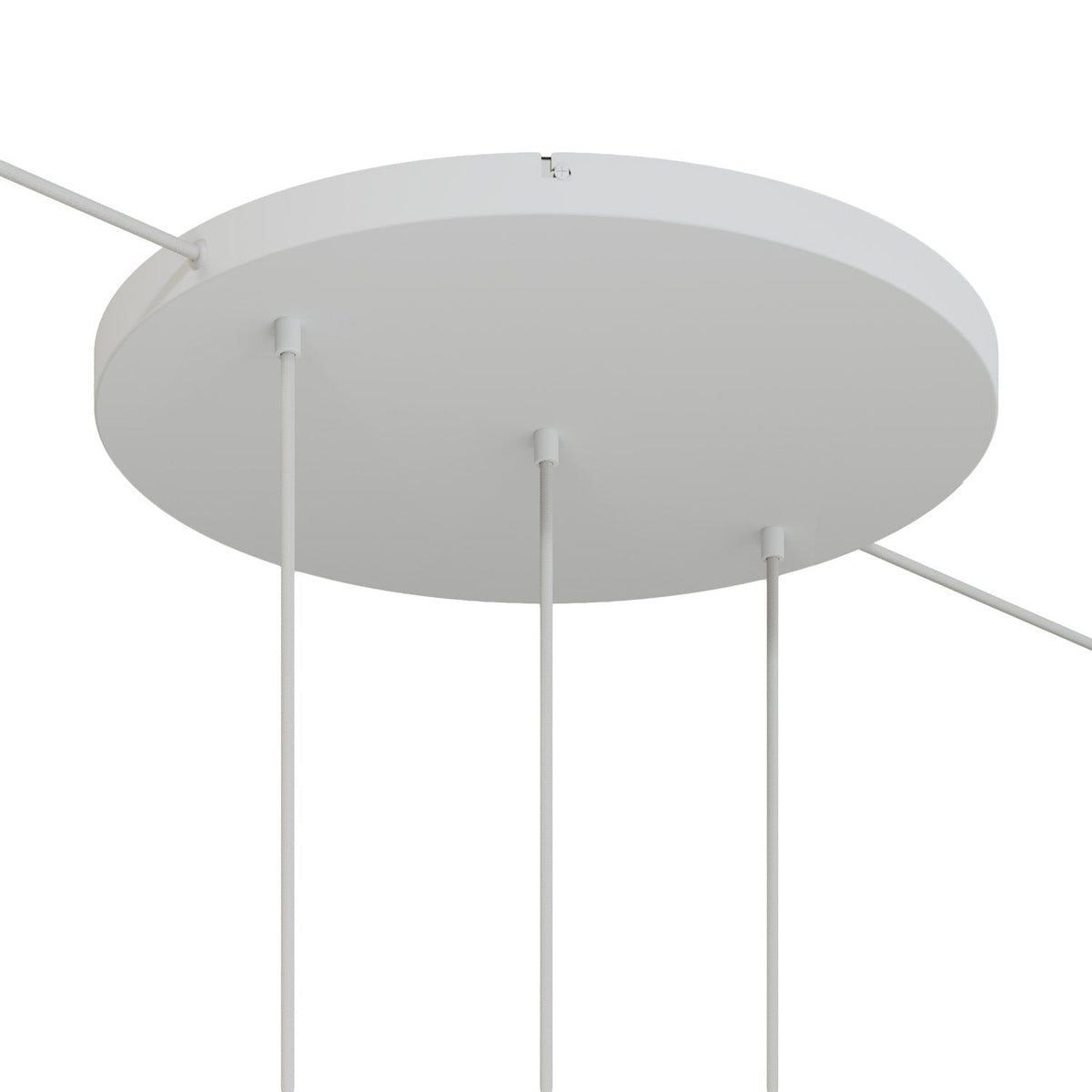Rosone rotondo in alluminio Ø 50 cm con staffa e cavo di messa a terra, con 3 fori in linea frontali - Bianco Opaco 2