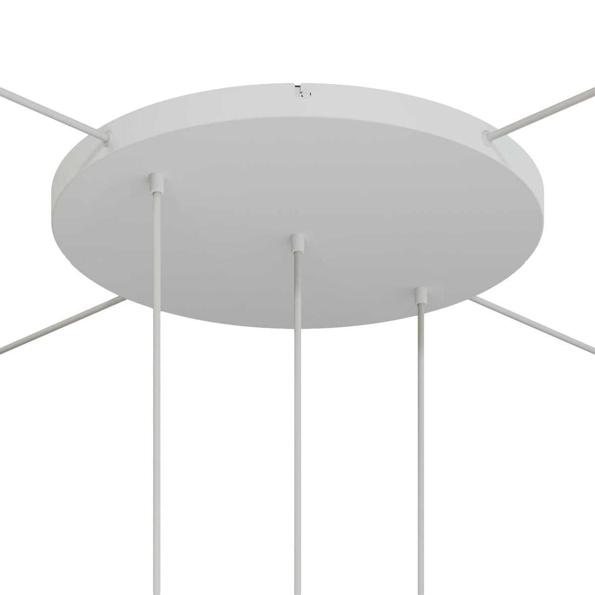 Rosone rotondo in alluminio Ø 50 cm con staffa e cavo di messa a terra, con 3 fori in linea frontali - Bianco Opaco 4