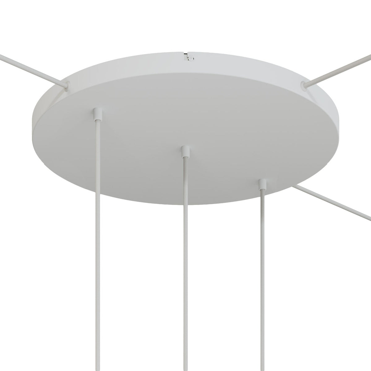 Rosone rotondo in alluminio Ø 50 cm con staffa e cavo di messa a terra, con 3 fori in linea frontali - Bianco Opaco 3
