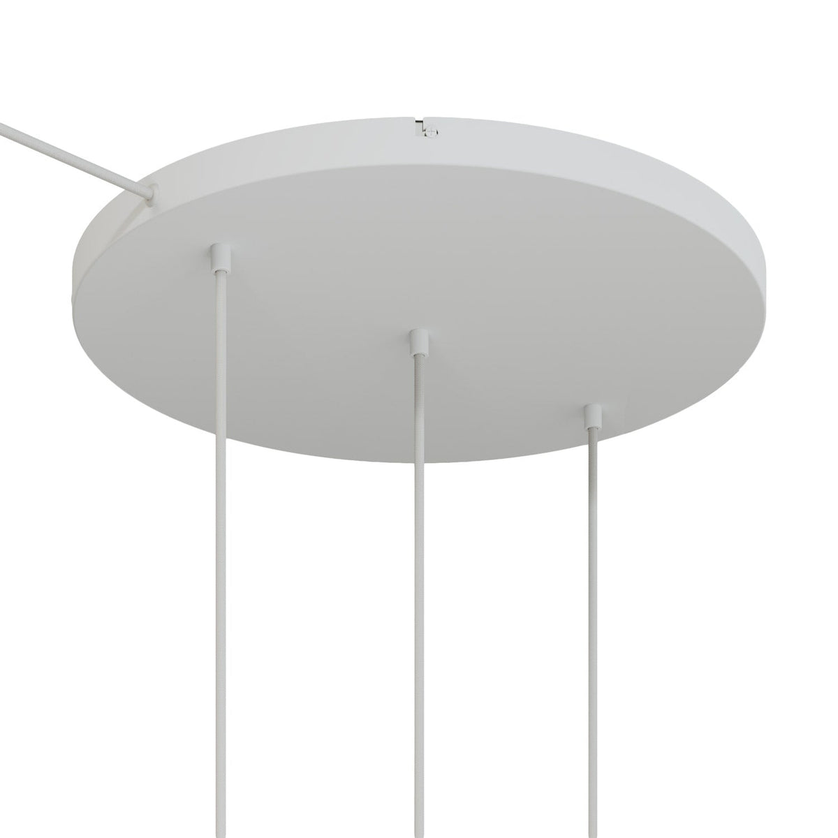 Rosone rotondo in alluminio Ø 50 cm con staffa e cavo di messa a terra, con 3 fori in linea frontali - Bianco Opaco 1