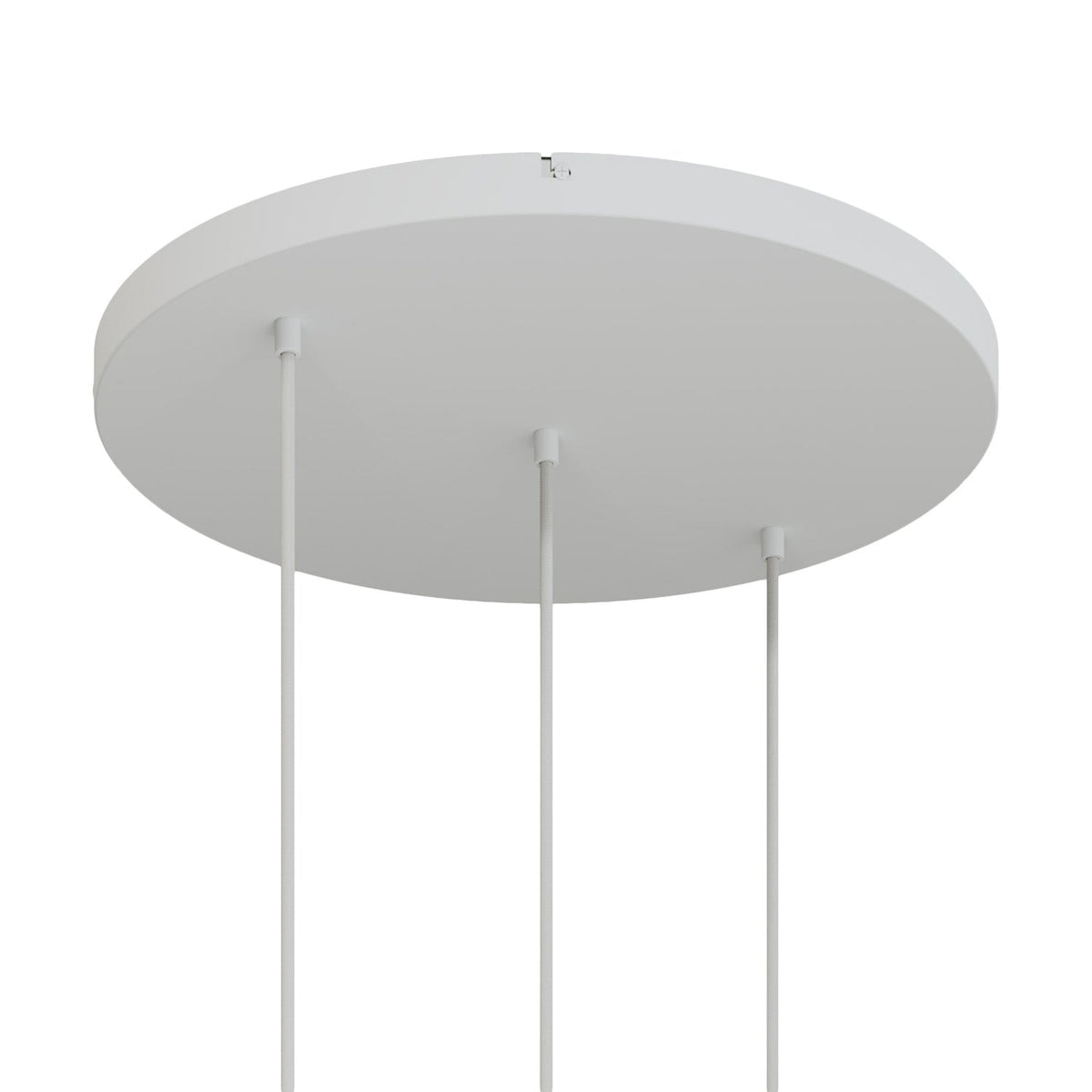 Rosone rotondo in alluminio Ø 50 cm con staffa e cavo di messa a terra, con 3 fori in linea frontali - Bianco Opaco 0
