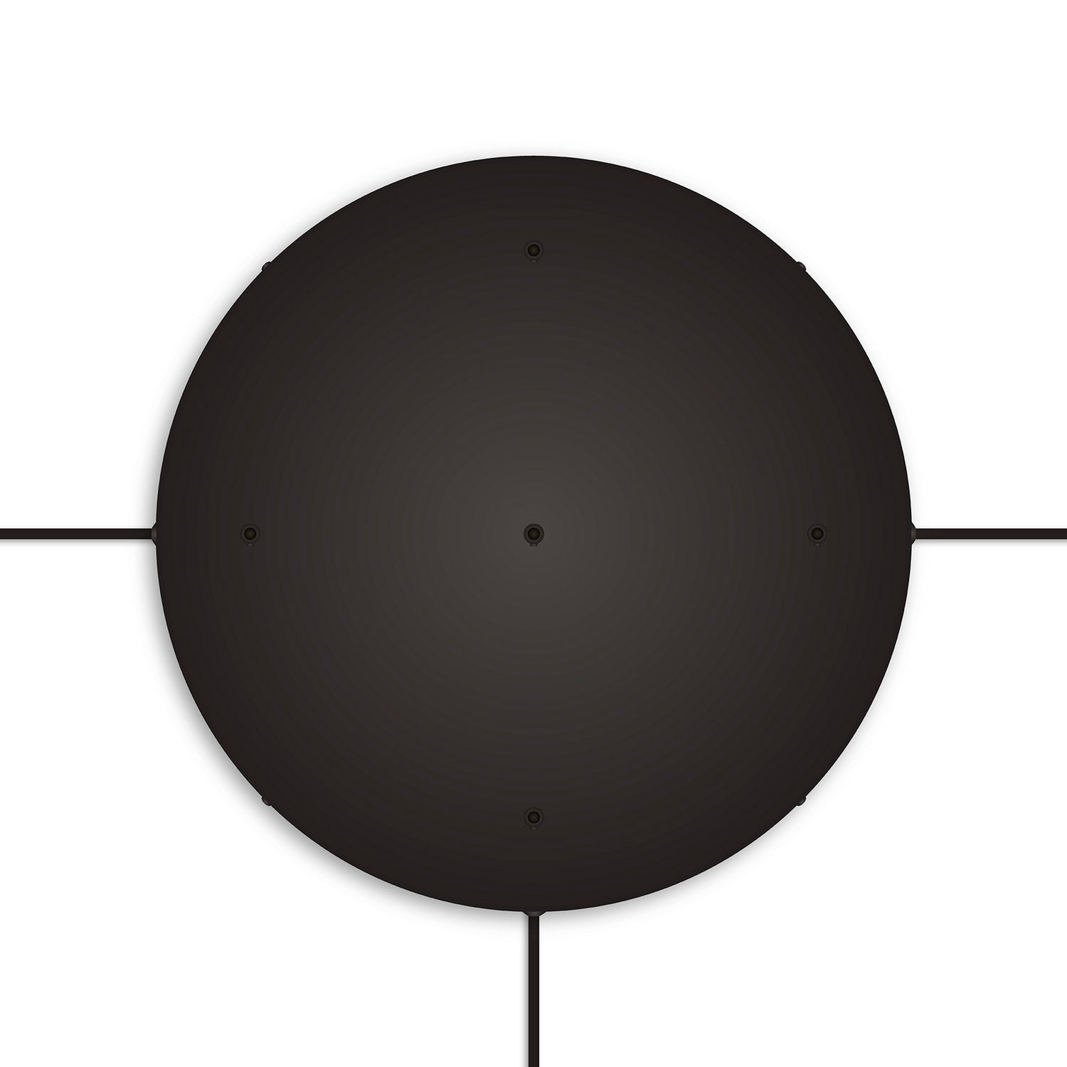 Rosone rotondo in alluminio Ø 50 cm con staffa e cavo di messa a terra, con 5 fori frontali - Nero 3