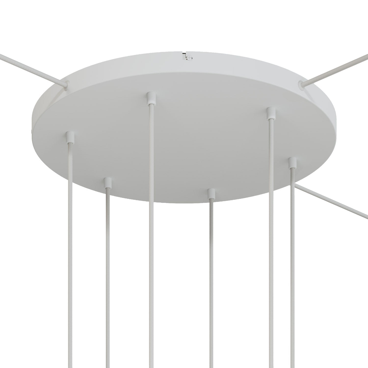 Rosone rotondo in alluminio Ø 50 cm con staffa e cavo di messa a terra, con 6 fori frontali - Bianco Opaco 3