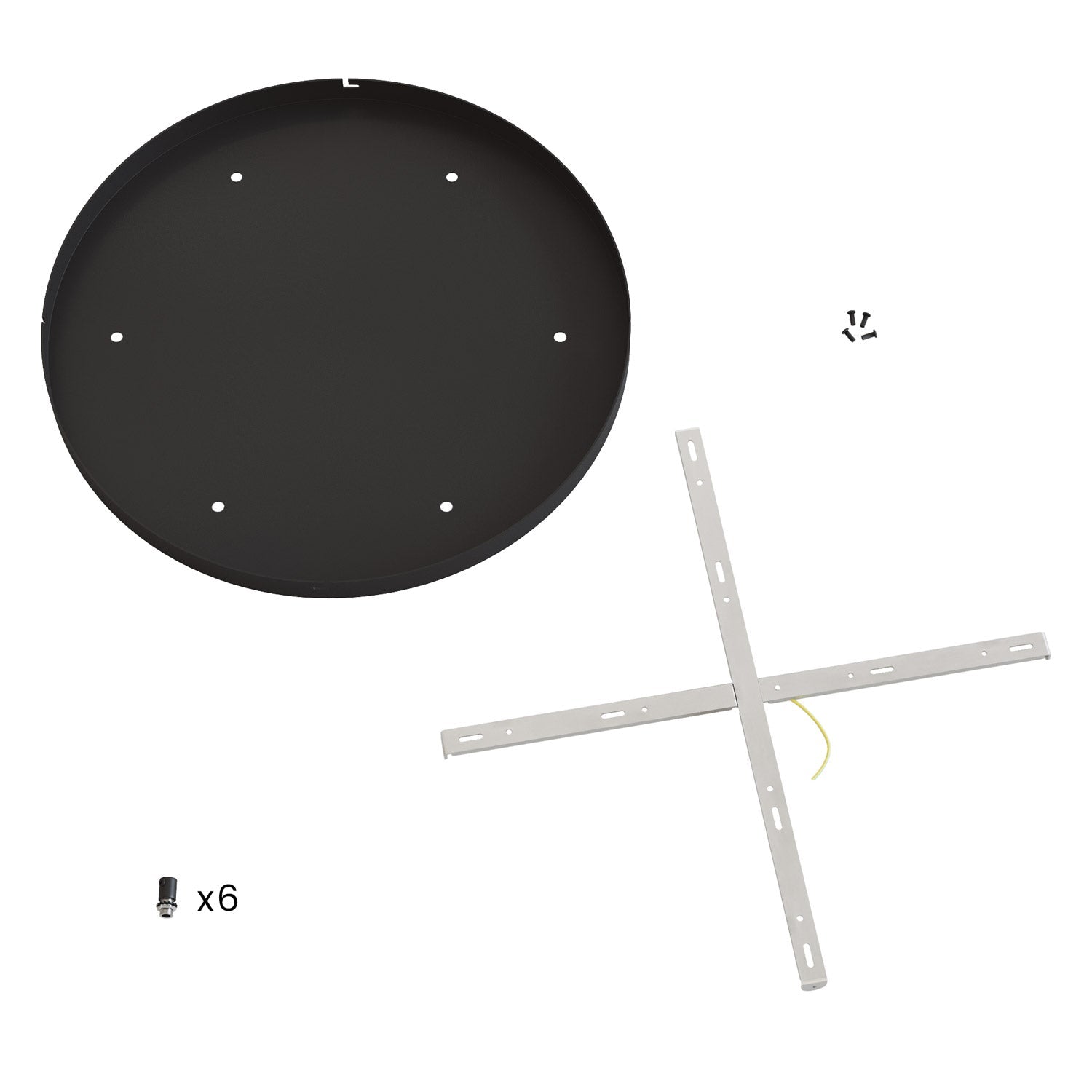 Rosone rotondo in alluminio Ø 50 cm con staffa e cavo di messa a terra, con 6 fori frontali - Nero 0