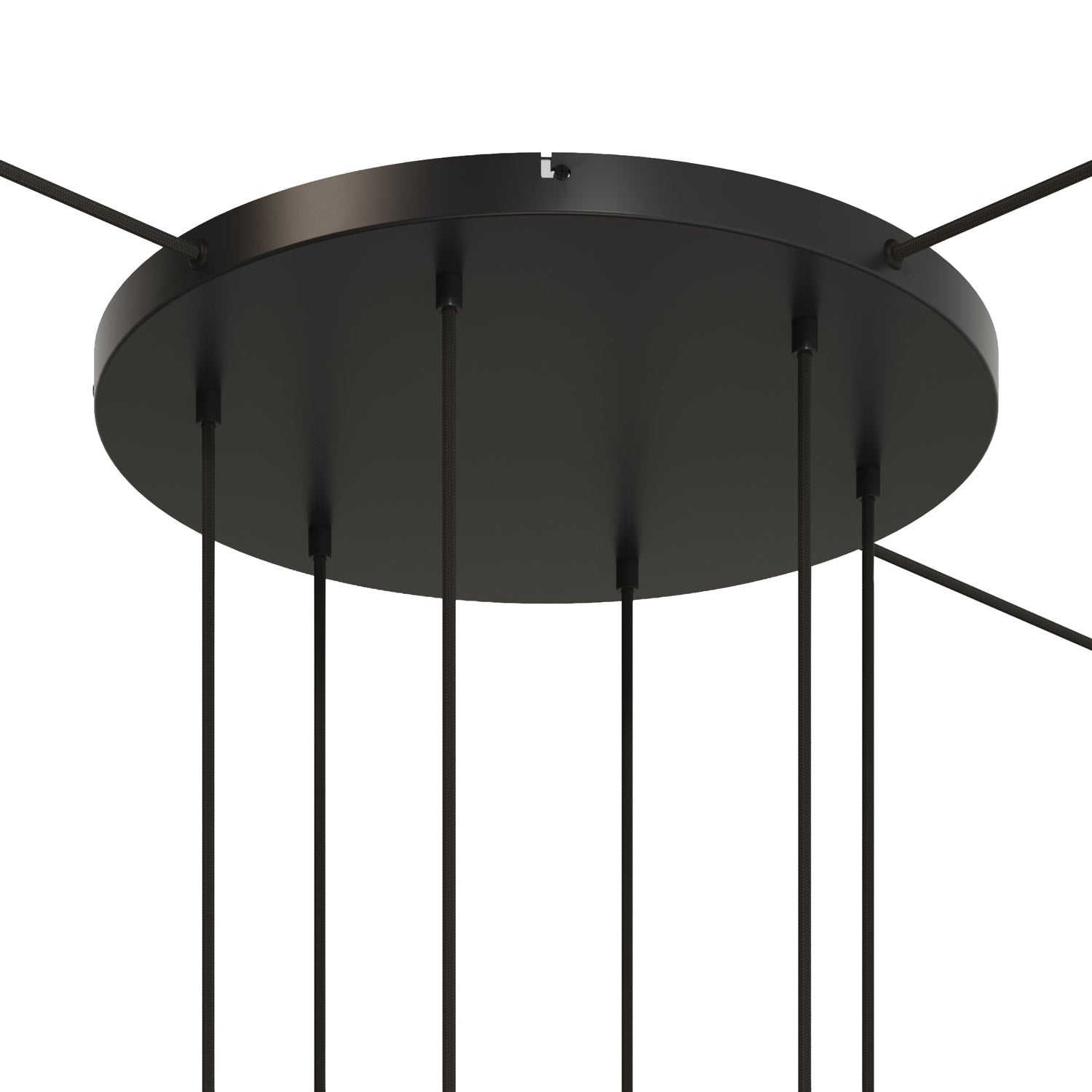 Rosone rotondo in alluminio Ø 50 cm con staffa e cavo di messa a terra, con 6 fori frontali - Nero 3