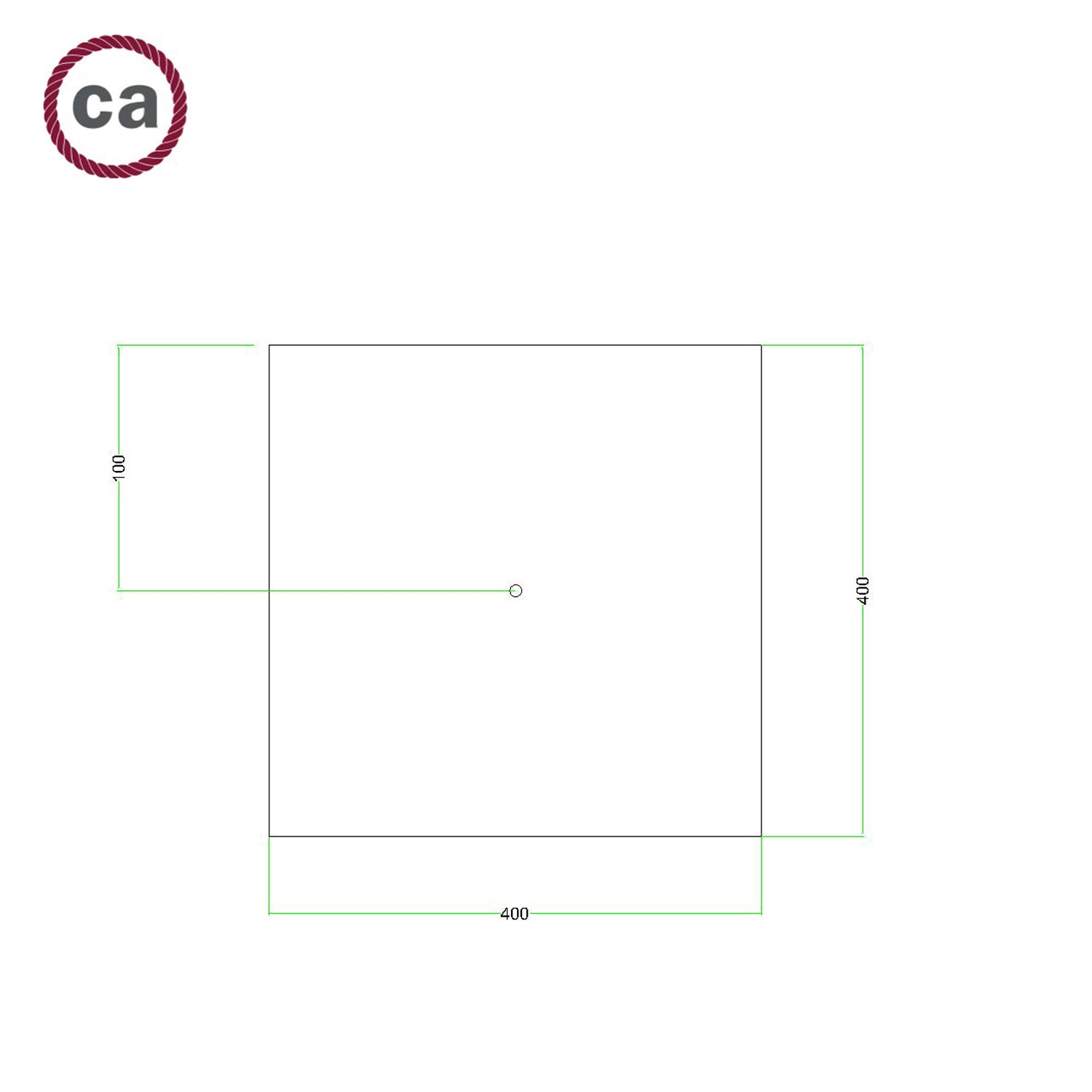 Rosone XXL Rose-One quadrato, 400 mm con 1 foro e 4 fori laterali - Dibond Ottone satinato Bianco