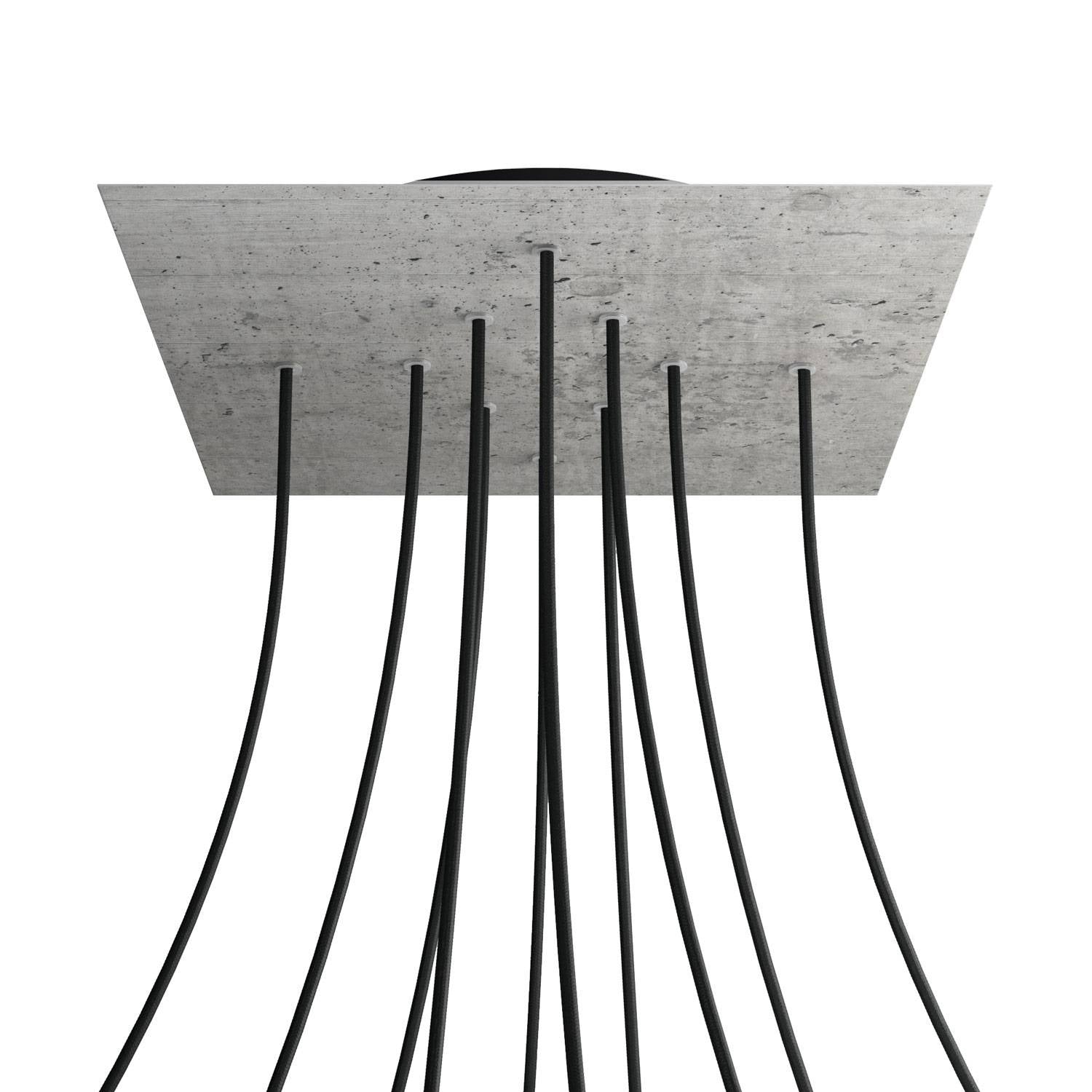 Rosone XXL Rose-One quadrato, 400 mm con 10 fori e 4 fori laterali - Cemento Nero