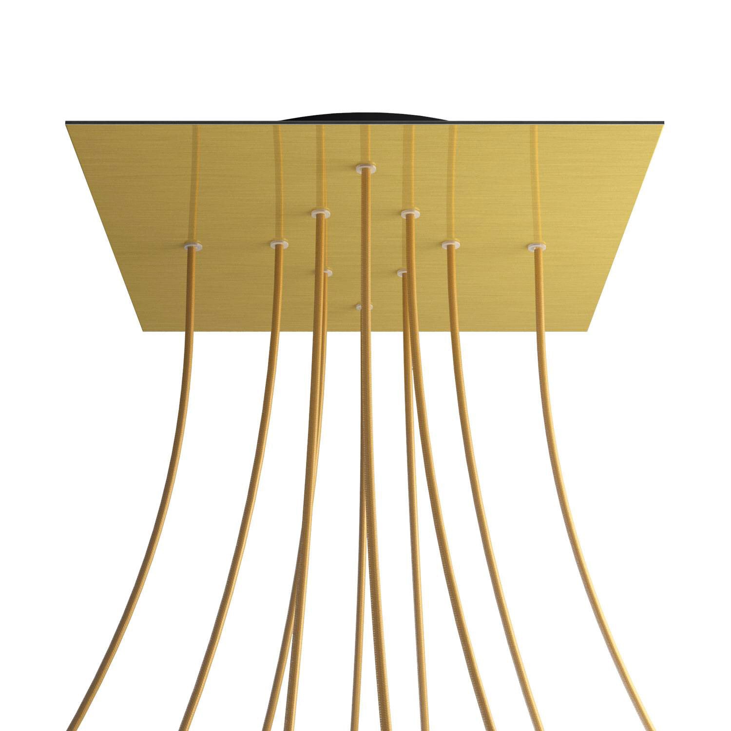 Rosone XXL Rose-One quadrato, 400 mm con 10 fori e 4 fori laterali - Dibond Ottone satinato Nero