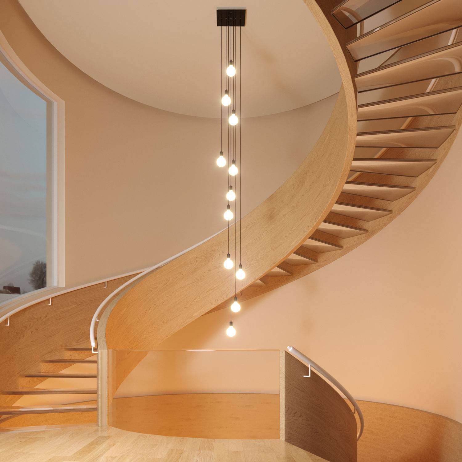 Rosone XXL Rose-One quadrato, 400 mm con 10 fori e 4 fori laterali - Dibond Ottone satinato Bianco