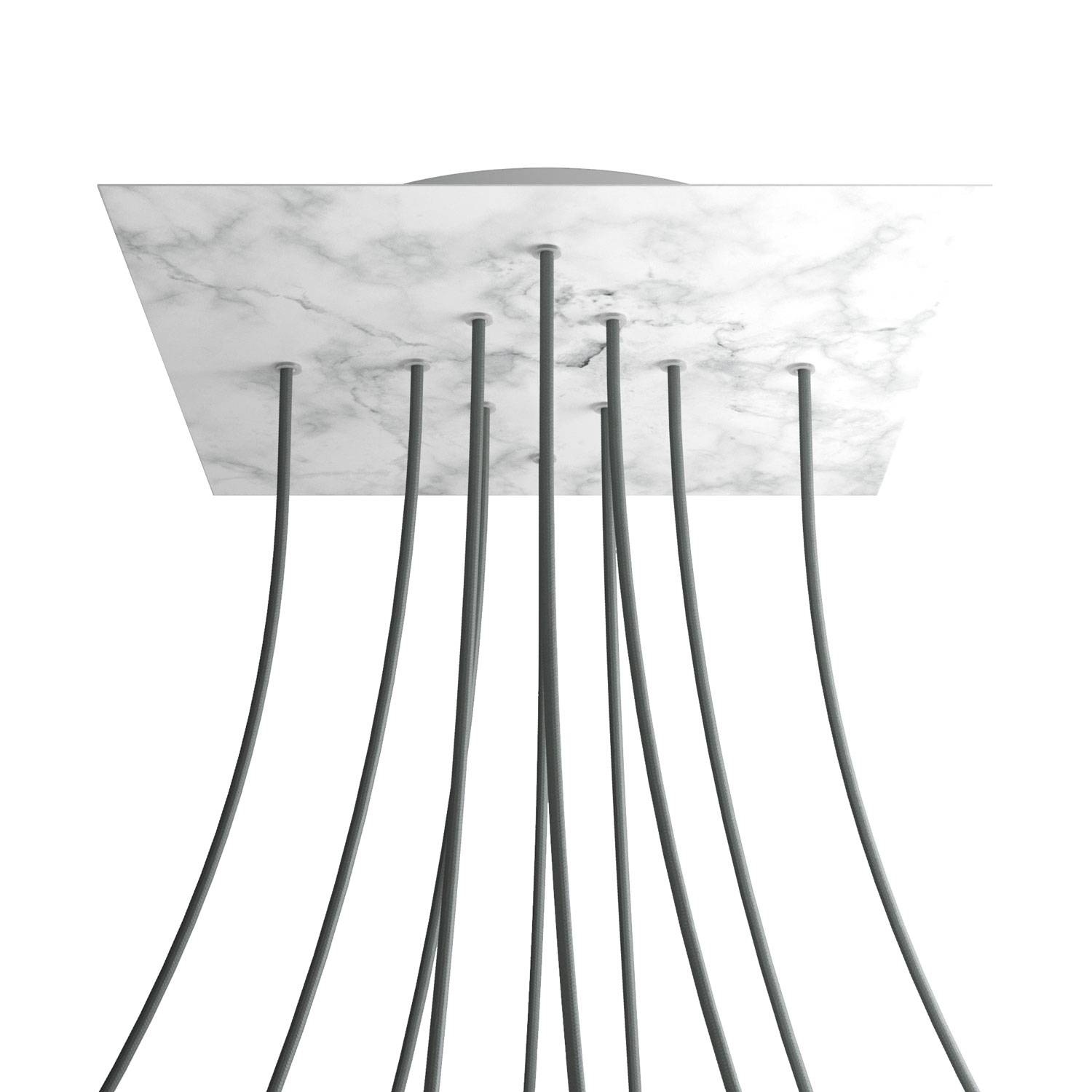 Rosone XXL Rose-One quadrato, 400 mm con 10 fori e 4 fori laterali - Marmo Carrara Bianco