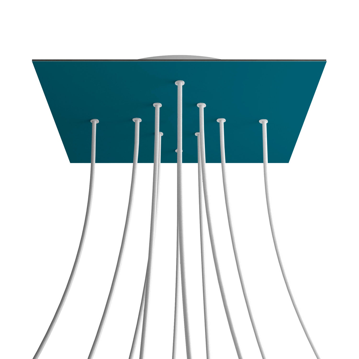 Rosone XXL Rose - One quadrato, 400 mm con 10 fori e 4 fori laterali - Petrolio - Creative Cables