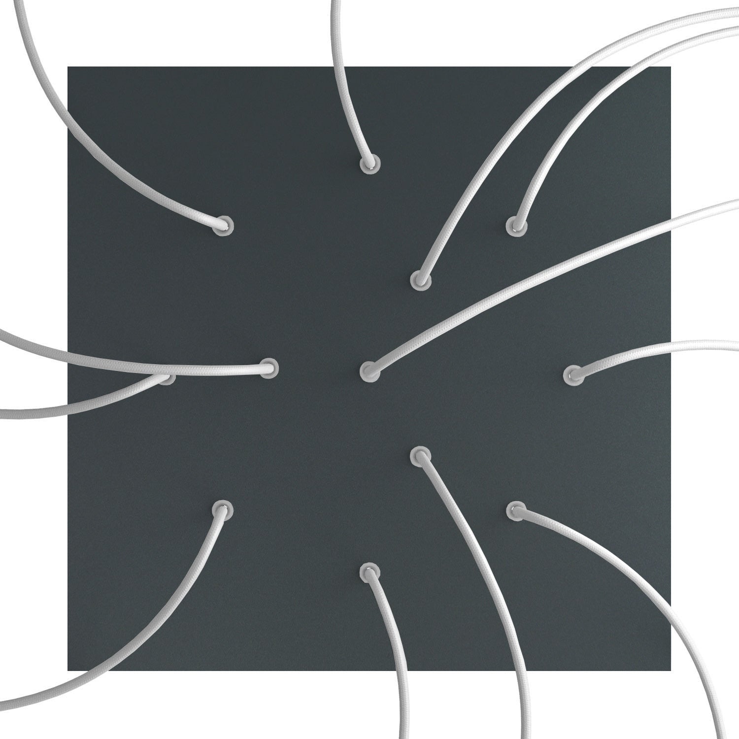 Rosone XXL Rose - One quadrato, 400 mm con 12 fori e 4 fori laterali - Antracite - Creative Cables