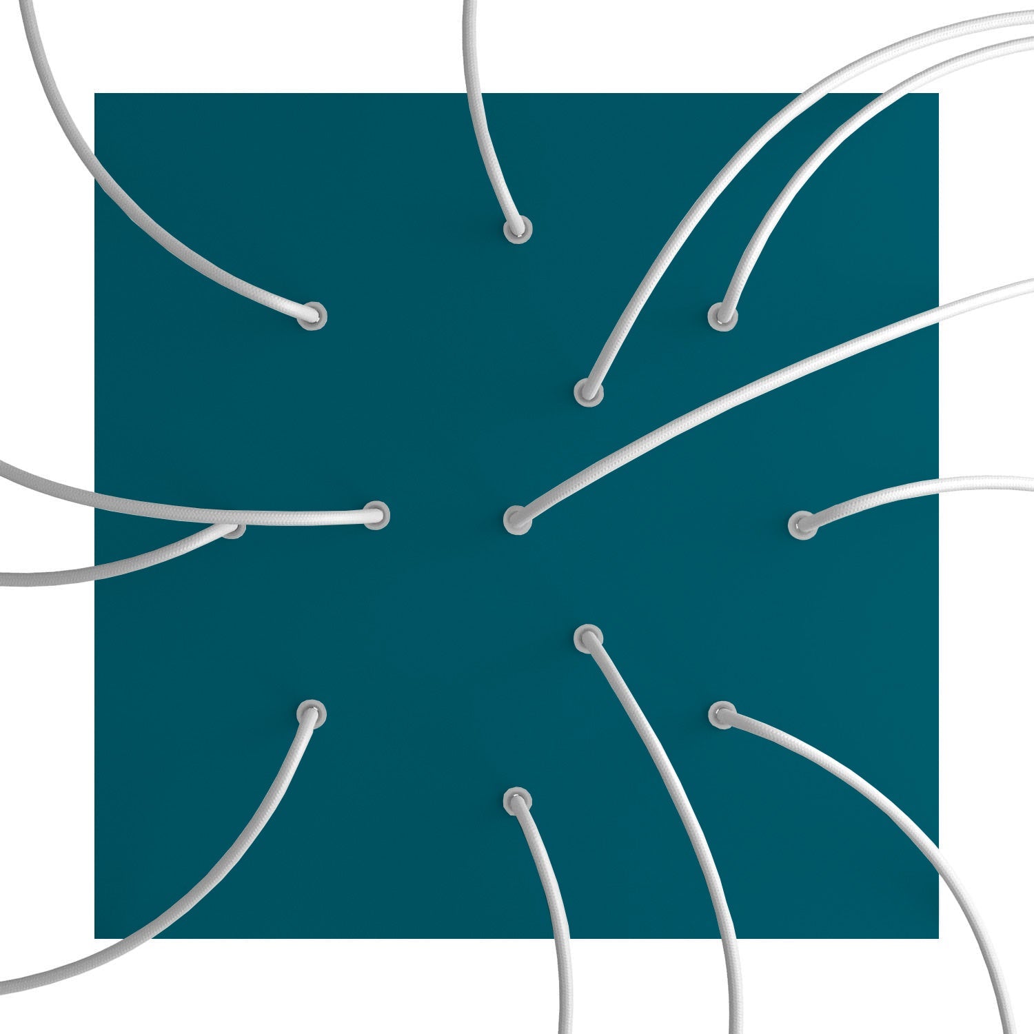 Rosone XXL Rose - One quadrato, 400 mm con 12 fori e 4 fori laterali - Petrolio - Creative Cables