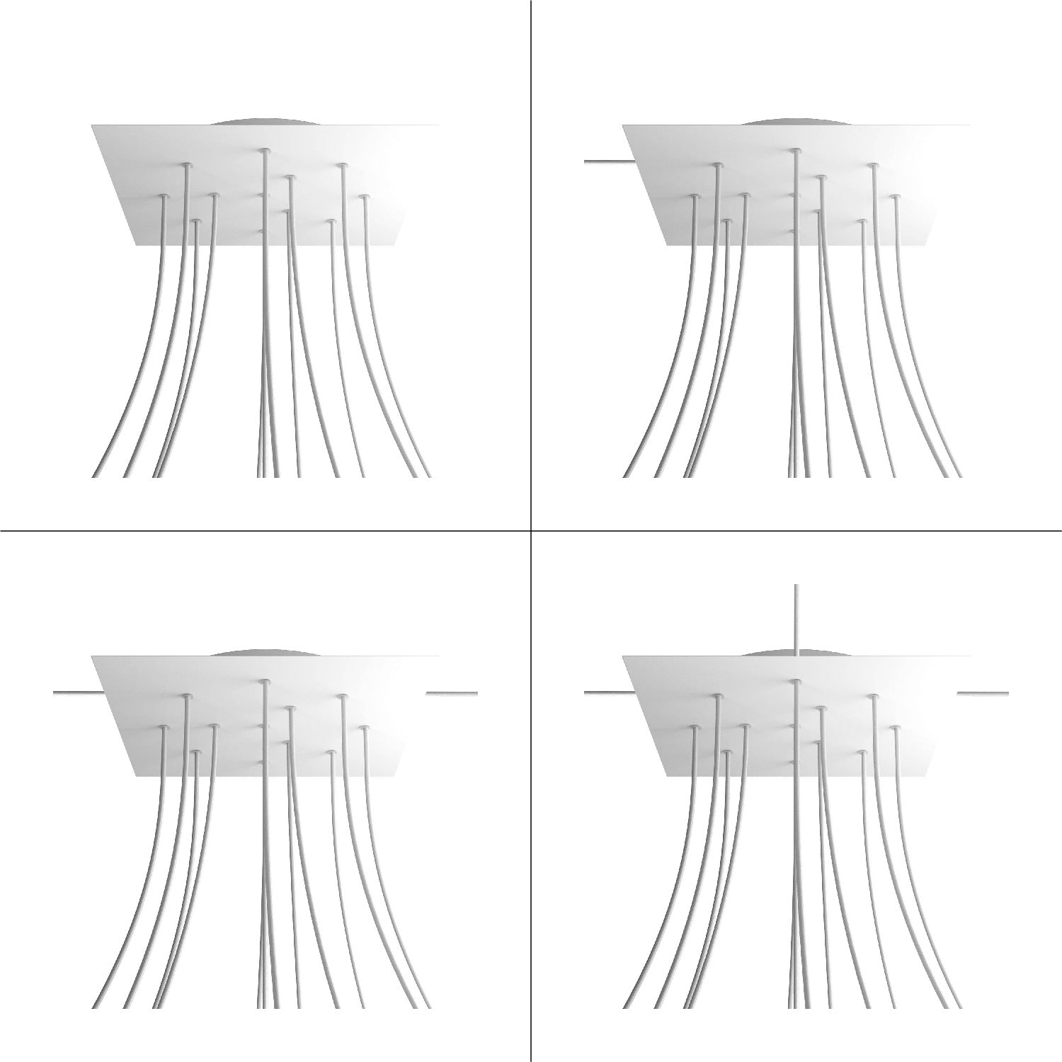 Rosone XXL Rose-One quadrato, 400 mm con 12 fori e 4 fori laterali - Verde prato Bianco