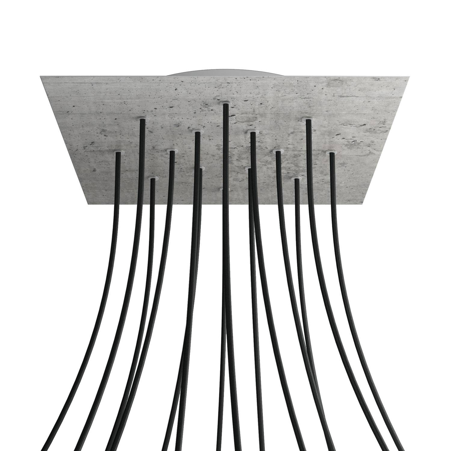 Rosone XXL Rose-One quadrato, 400 mm con 14 fori e 4 fori laterali - Cemento Bianco