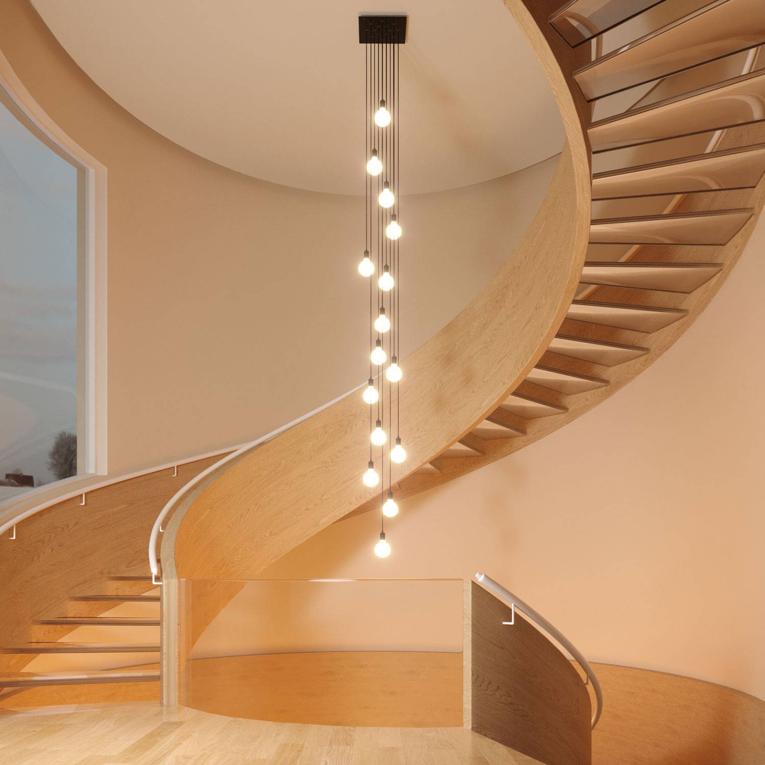 Rosone XXL Rose-One quadrato, 400 mm con 15 fori e 4 fori laterali - Dibond Acciaio satinato Bianco